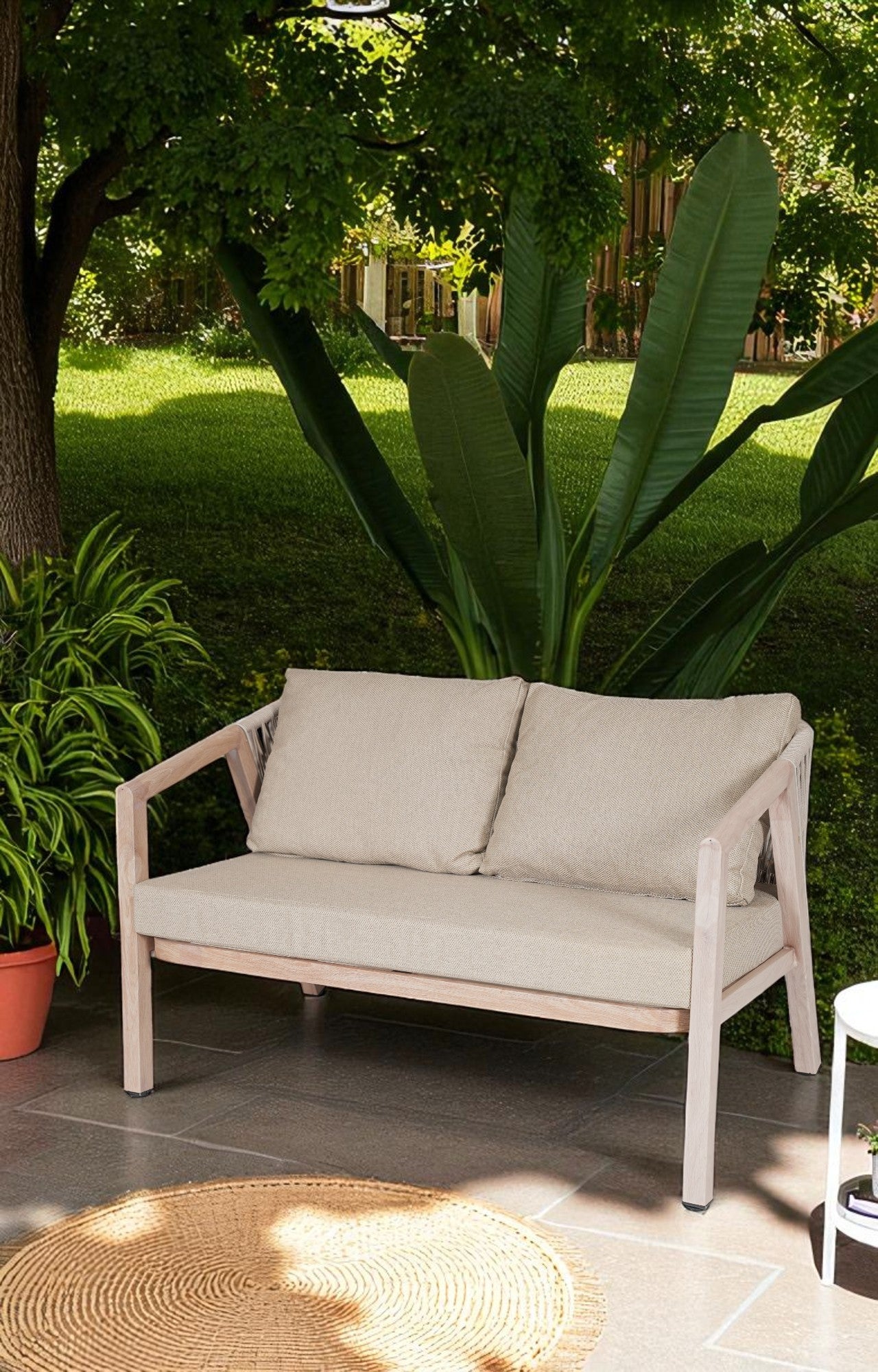 Bliss 2-Seater Outdoor Metal Armchair with Braided Nylon Ropes