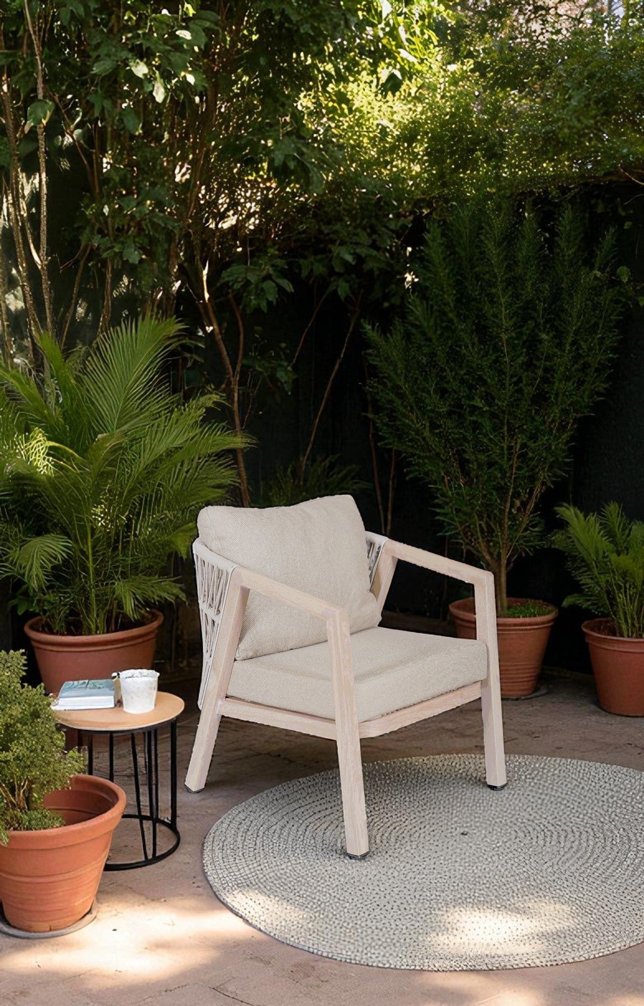 Bliss One Seater Outdoor Metal Armchair with Braided Nylon Ropes