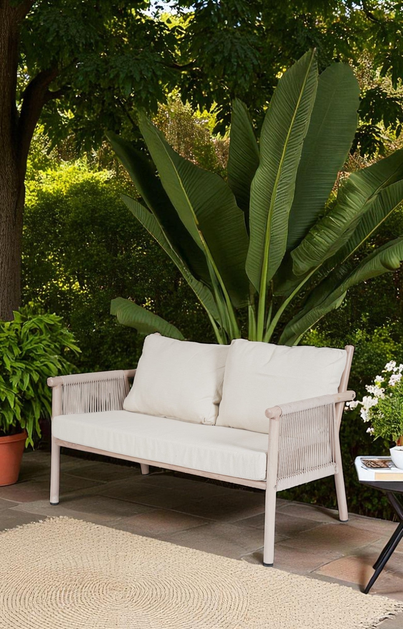 Tranquil Metal and Nylon Ropes 2 Seater Outdoor Sofa