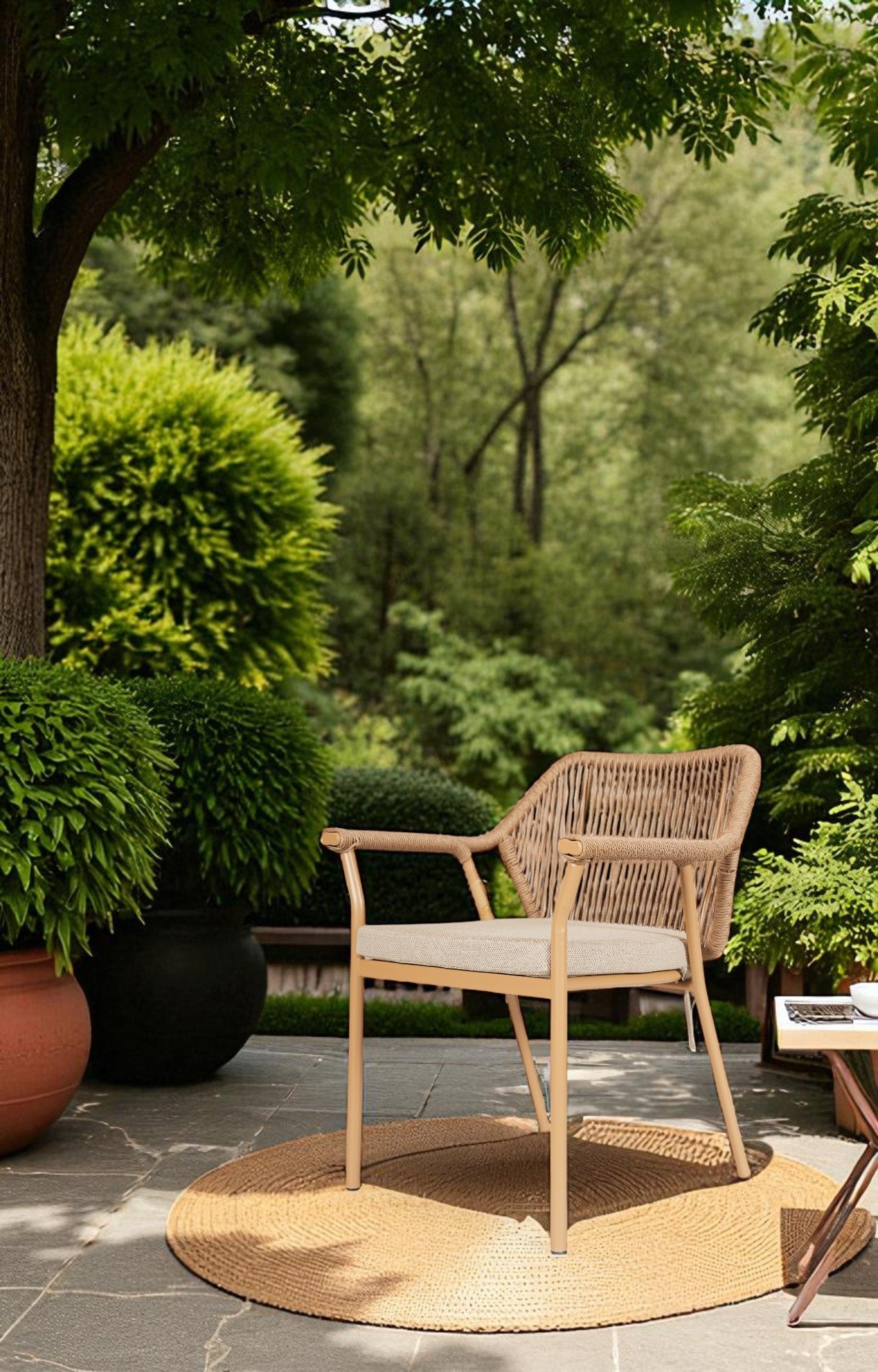 Breeze Metal with Nylon Ropes Backrest Outdoor Armchair