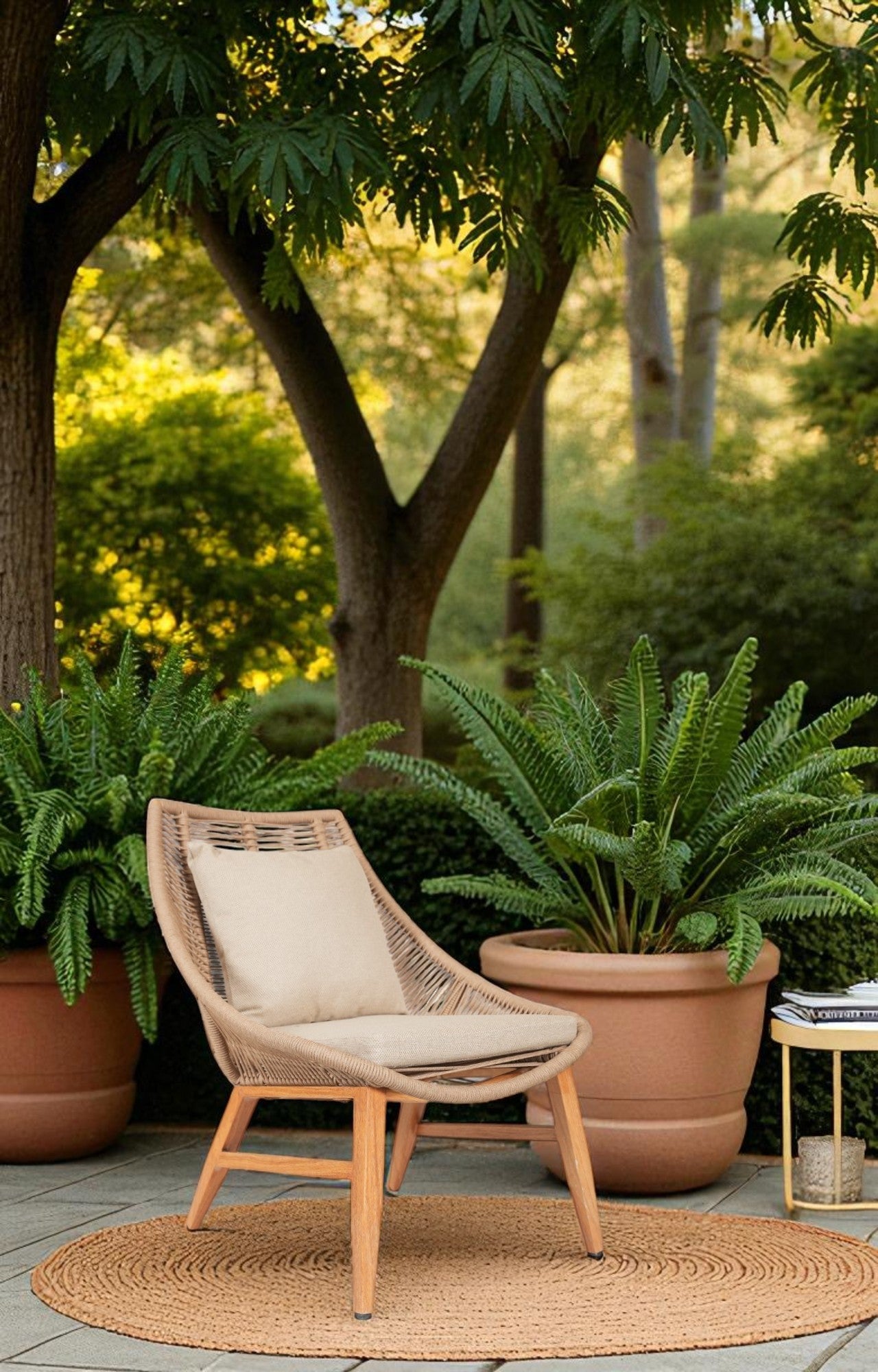 Habor Metal and Nylon Ropes Outdoor Lounge Chair