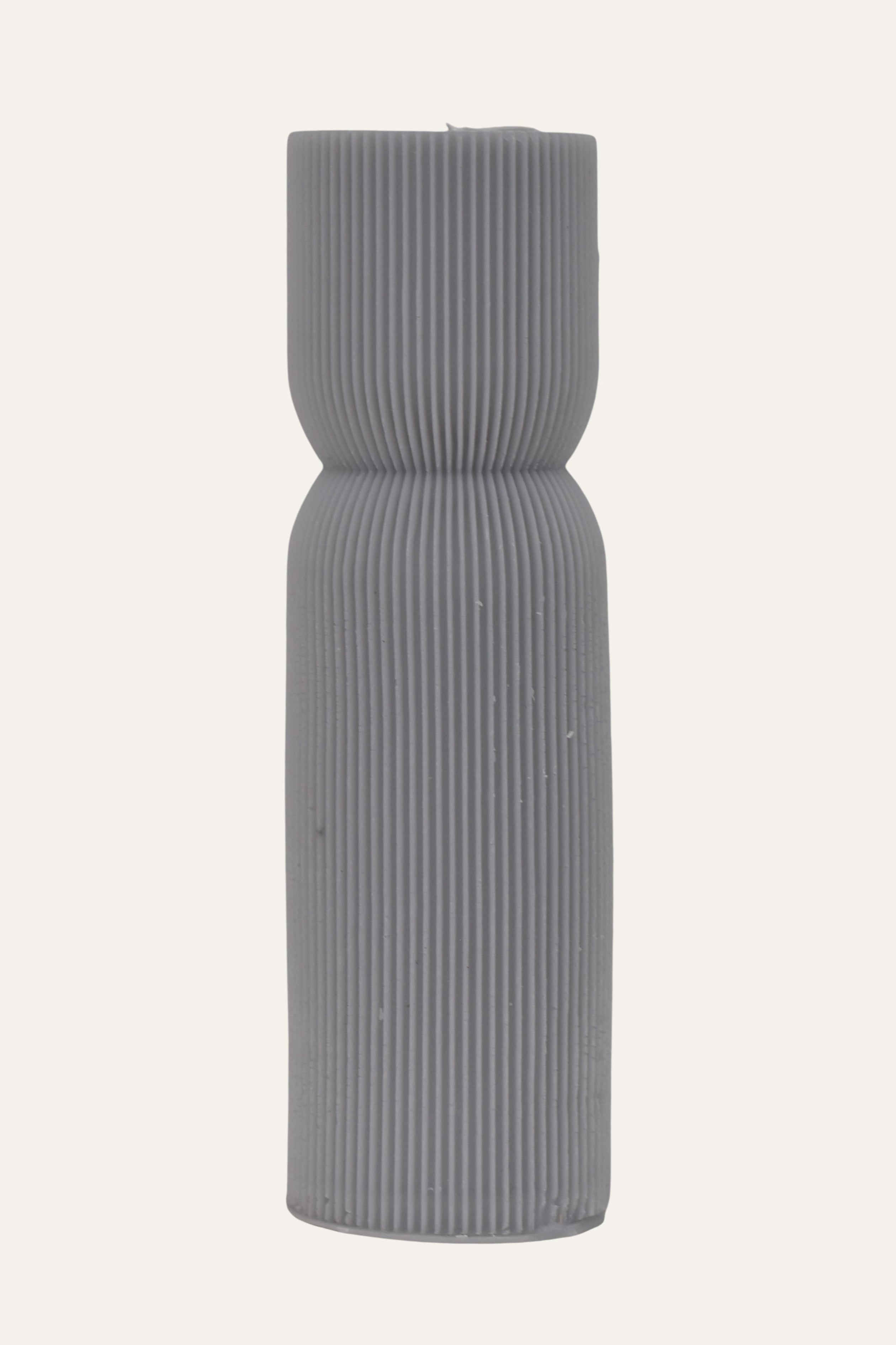 Tall Grey Ribbed Candle
