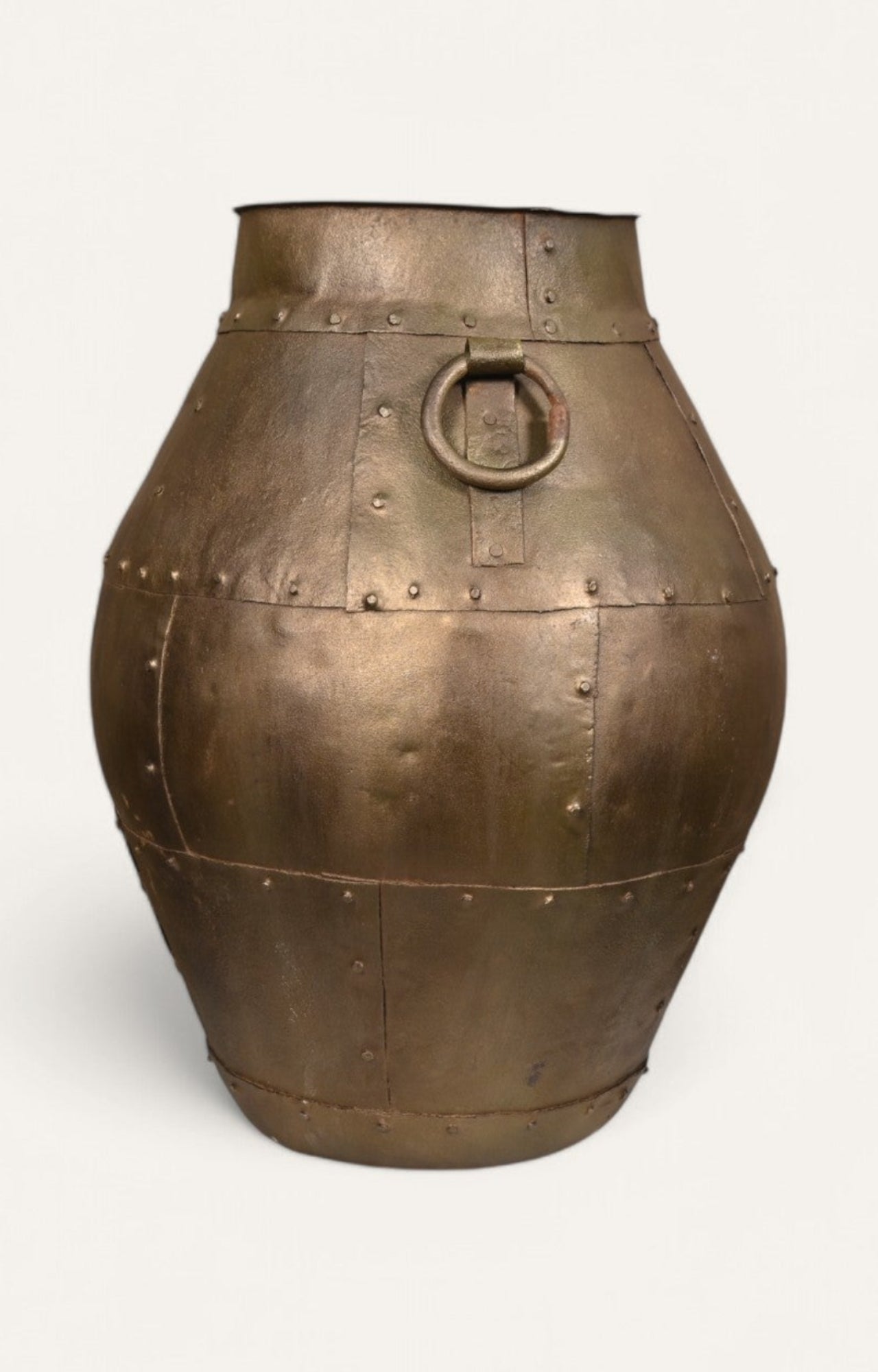 Tall Metal Vase with Antique Brass Finish