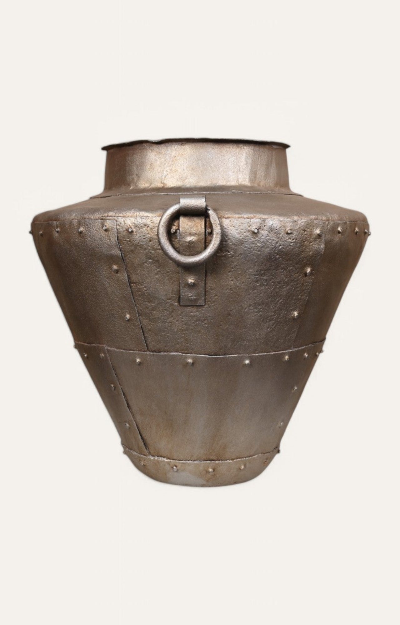 Tapered Metal Vase with Distressed Metallic Finish