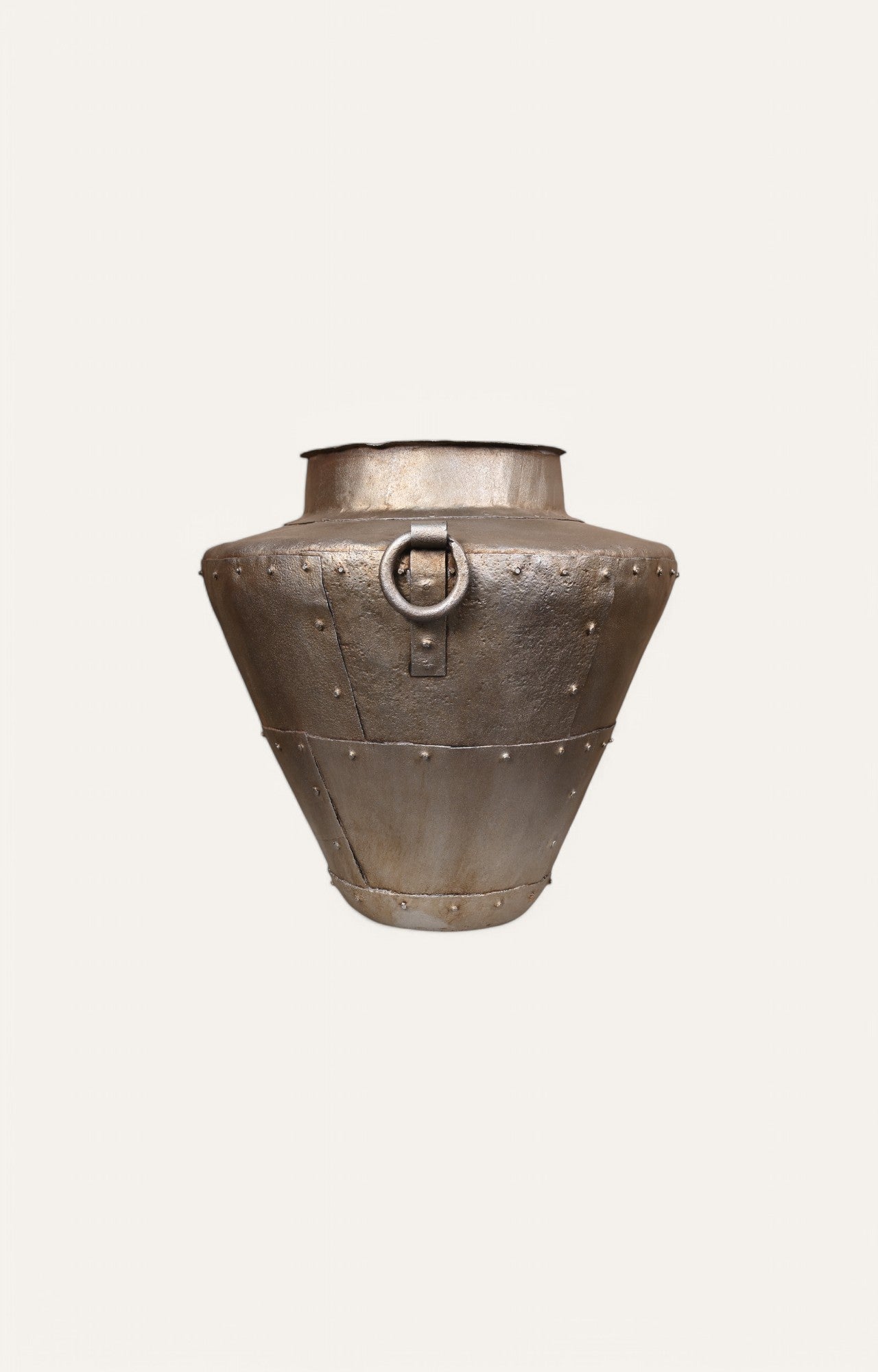 Tapered Metal Vase with Distressed Metallic Finish