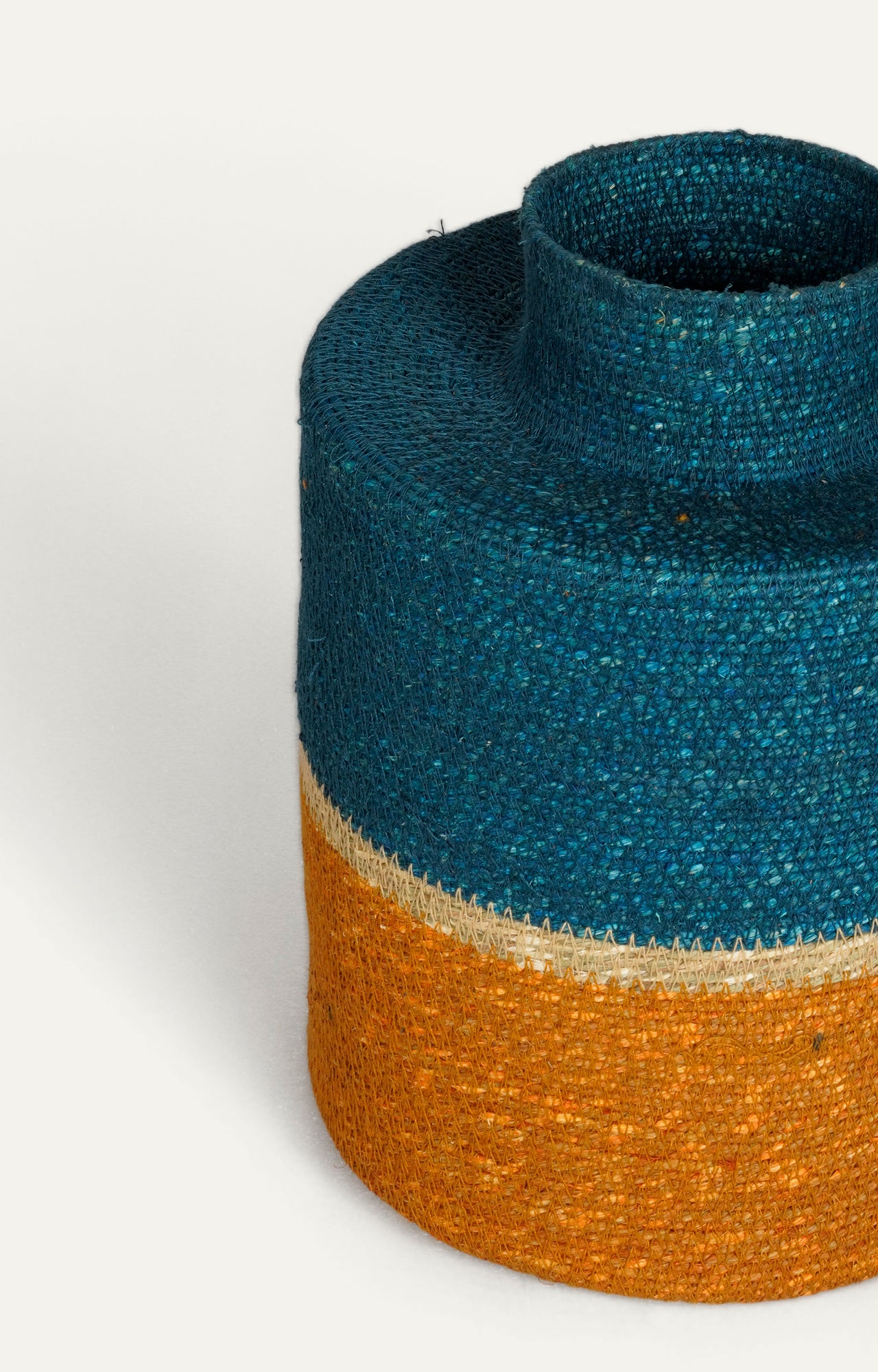 Teal Blue Seagrass Basket Jar