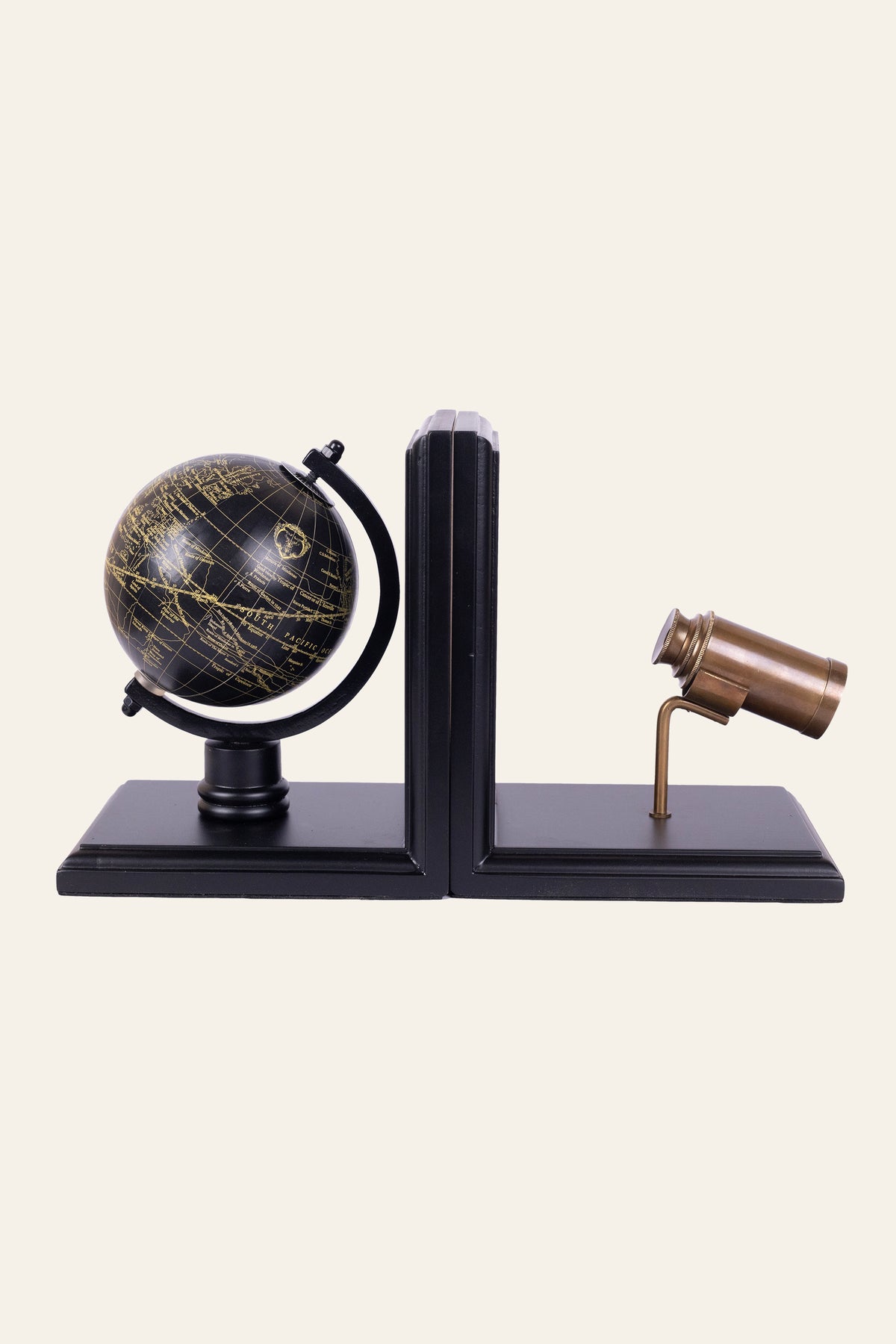 Telescope and globe bookends set of 2