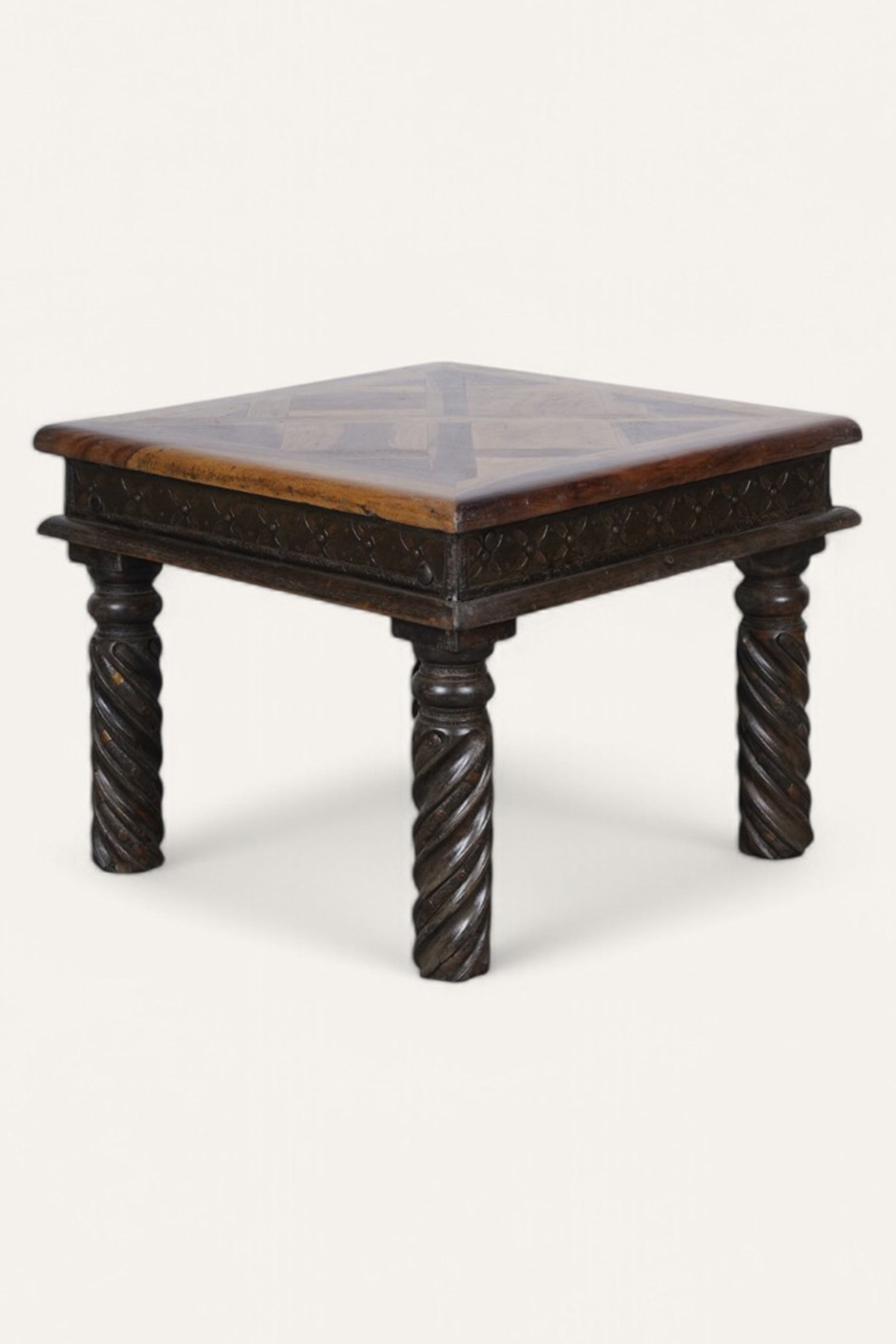 Traditional Side Table with Parquet Top