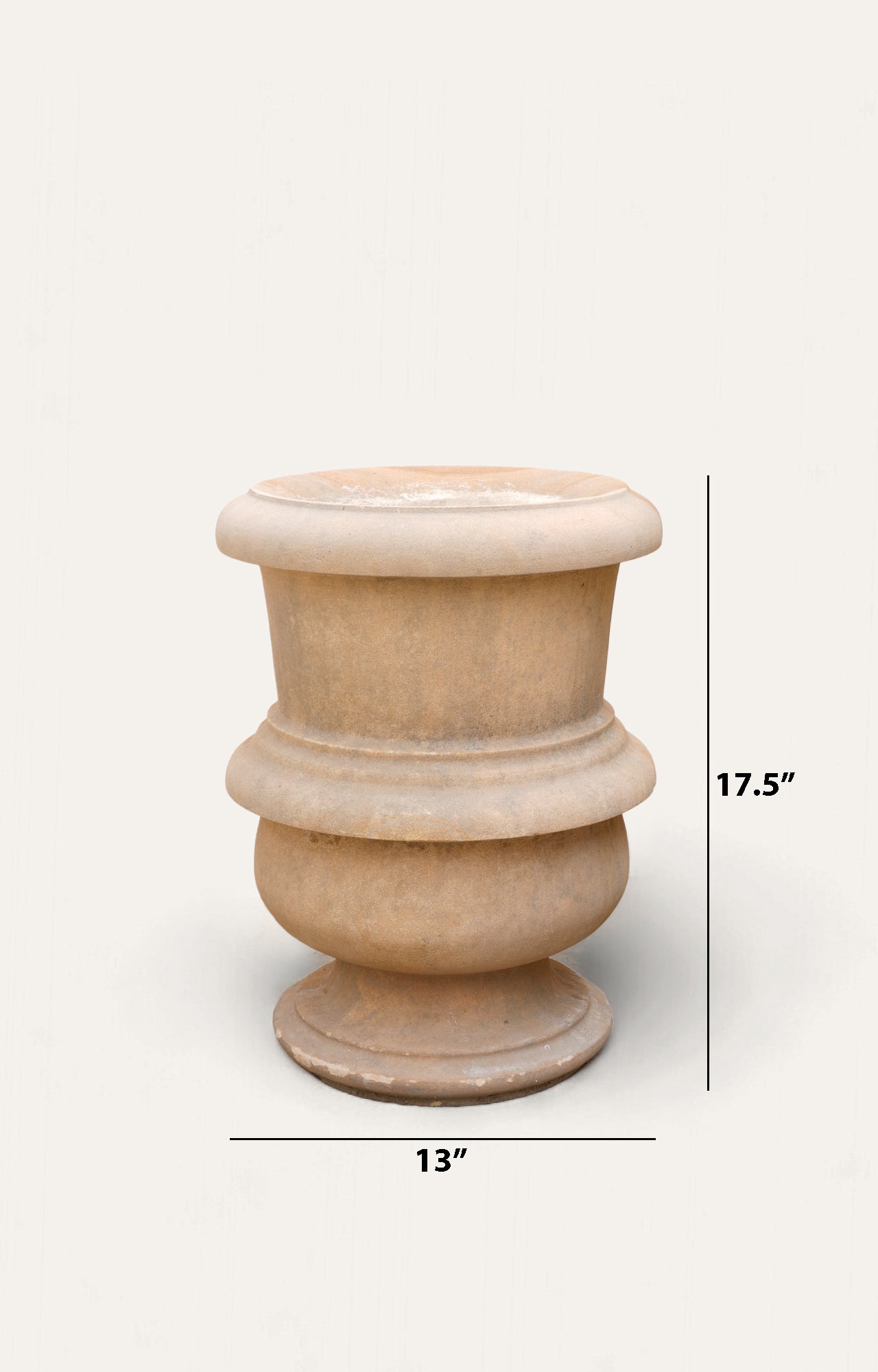 Travertine Line Design Footed Planter_size