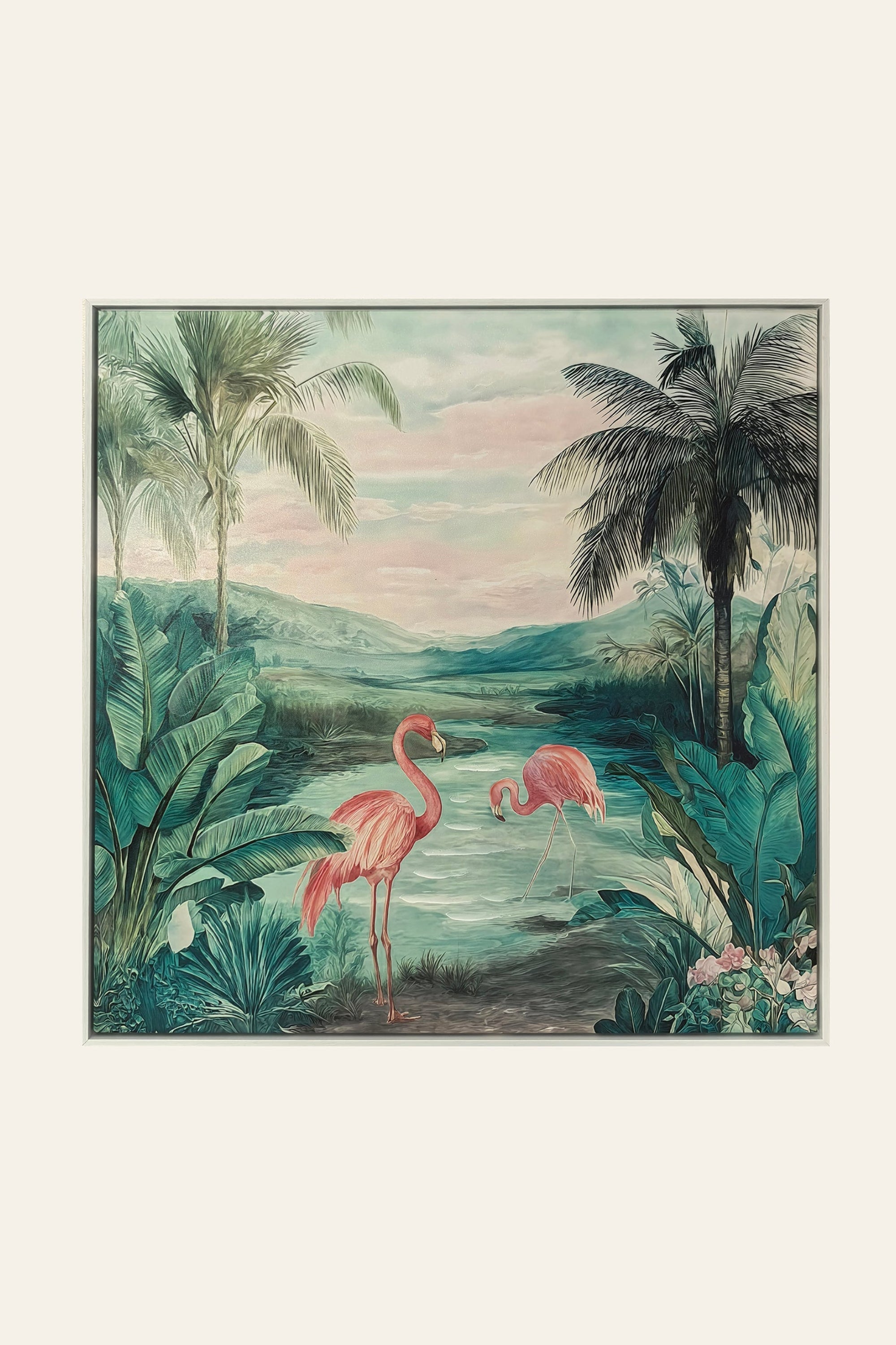 Tropical Flamingo Oasis Luxury Wall Painting