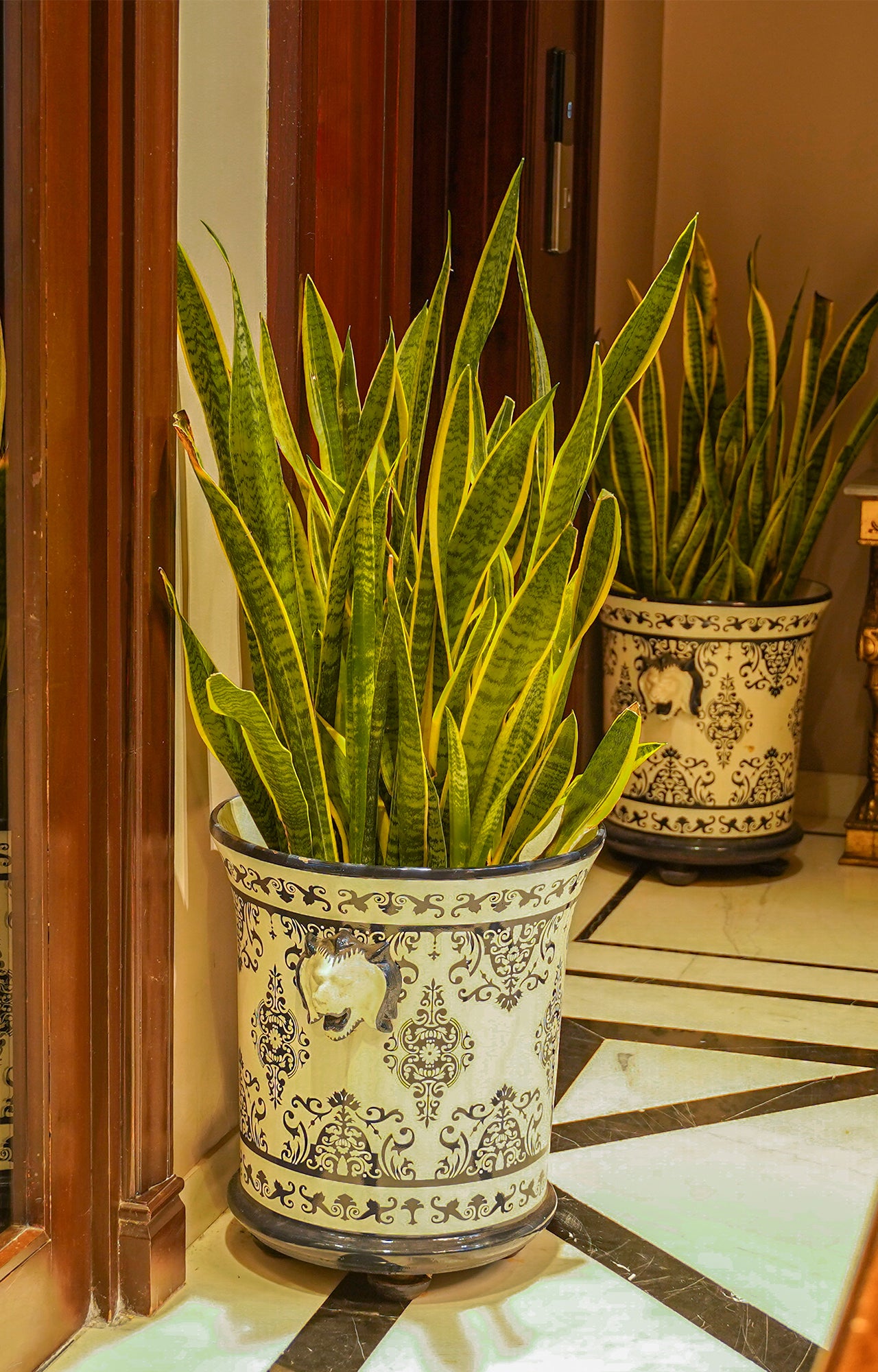 Lion Head Blue Iron Outdoor planter