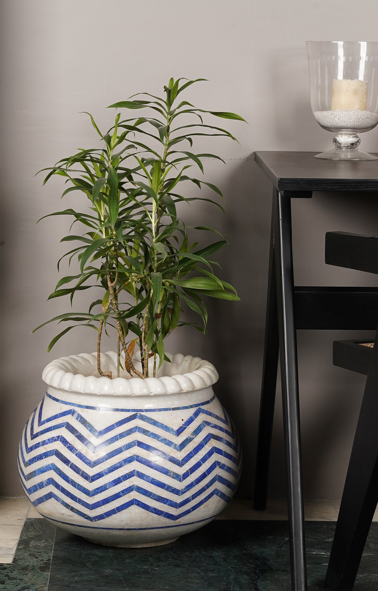 Beautiful Lapis Lazuli Inlay Indoor Planter