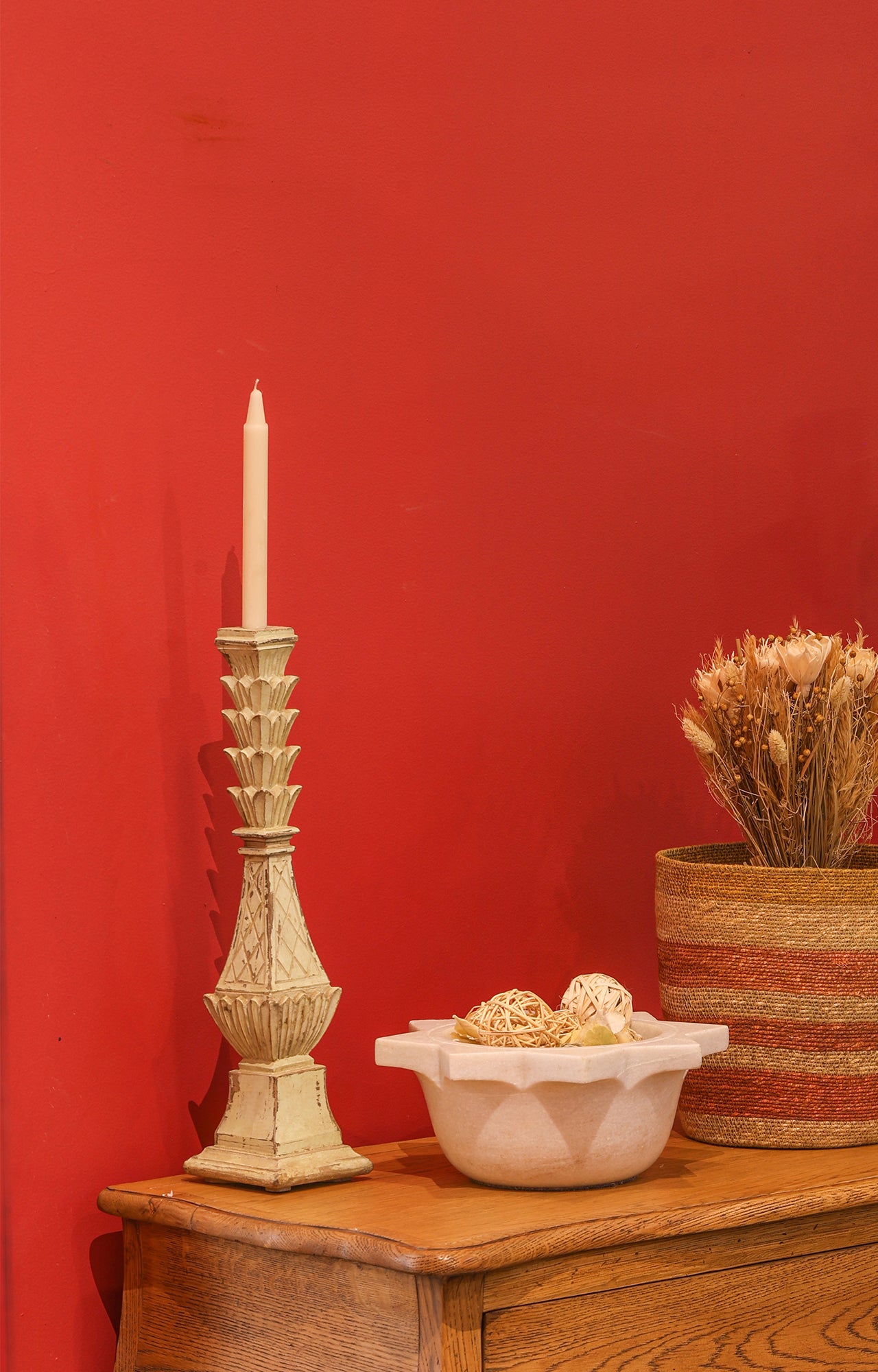 Vintage Floral Wooden Candle Stand