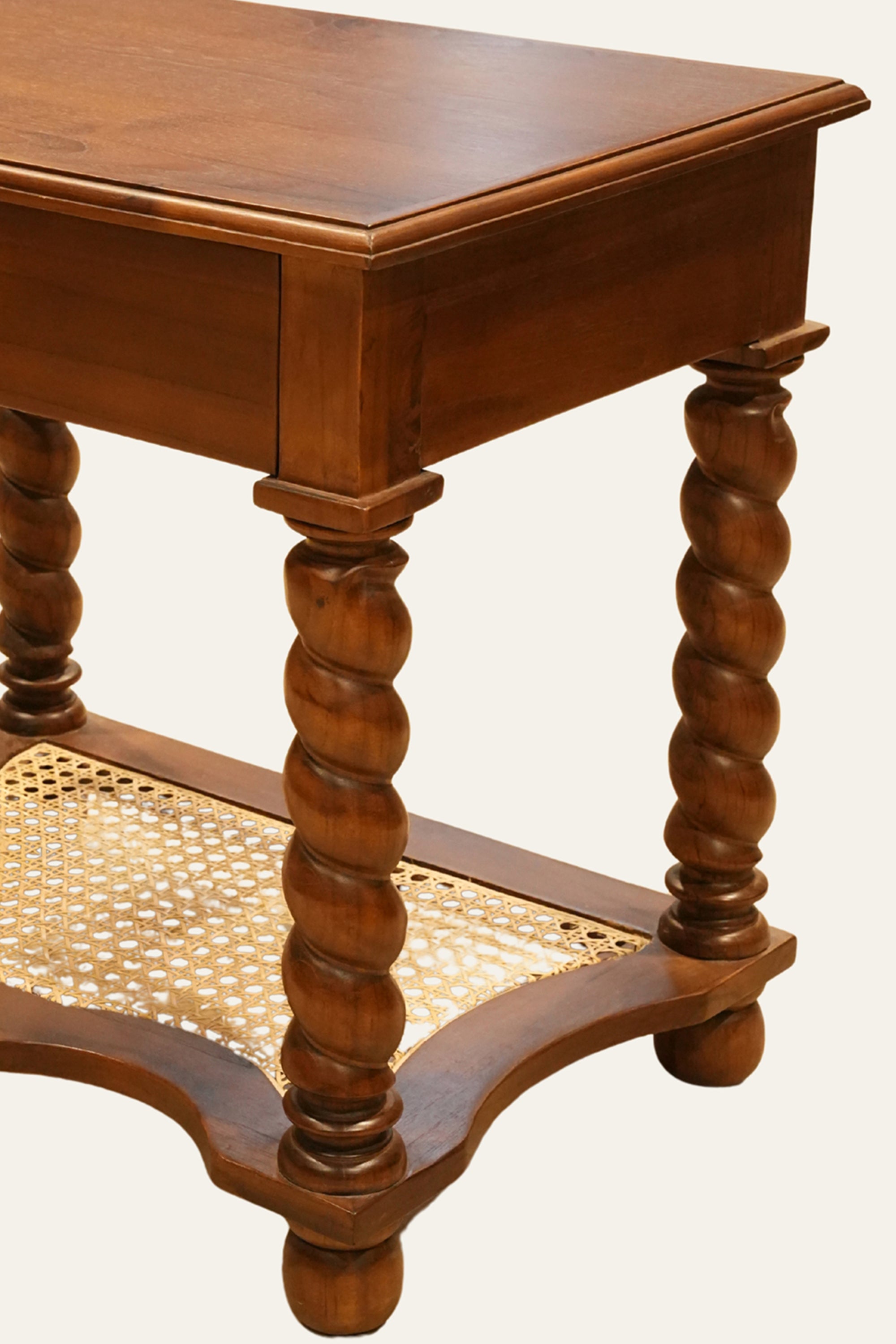 Barley Twist 1-Drawer Bedside Table with Cane Shelf