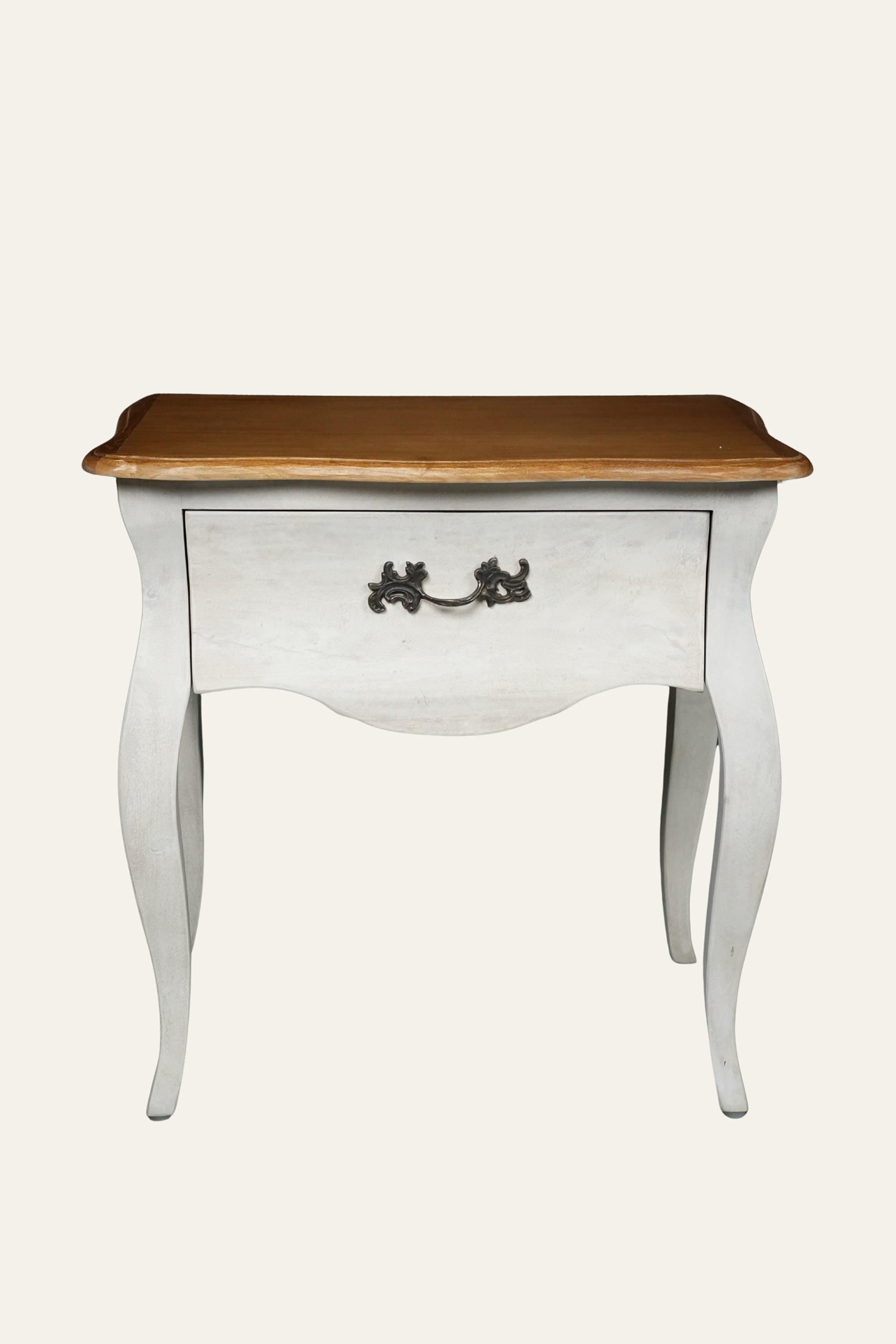 Two-Tone French Country Bedside Table with Storage Drawer
