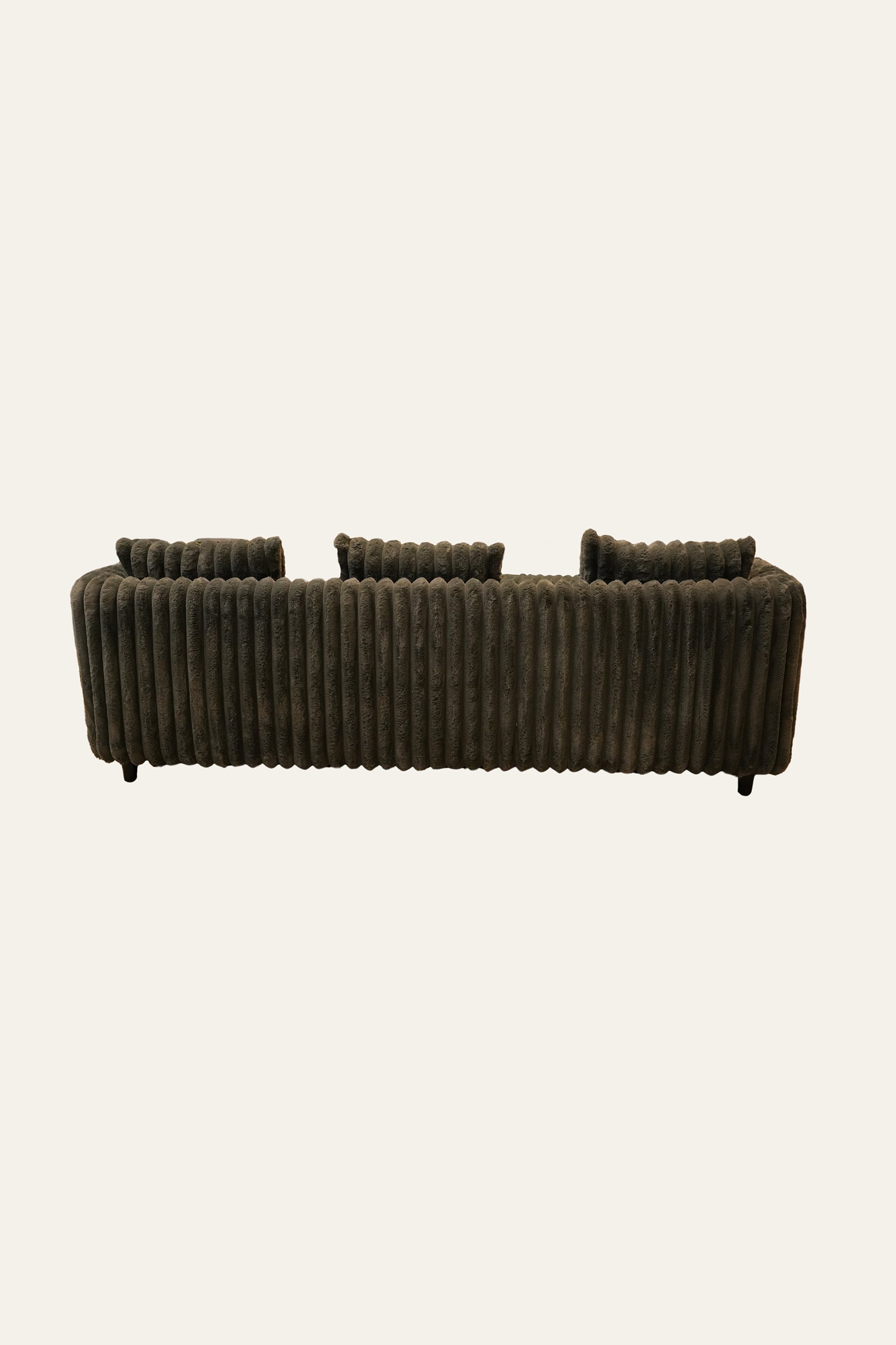 Charcoal Channel Sofa with Wooden Arm Accents