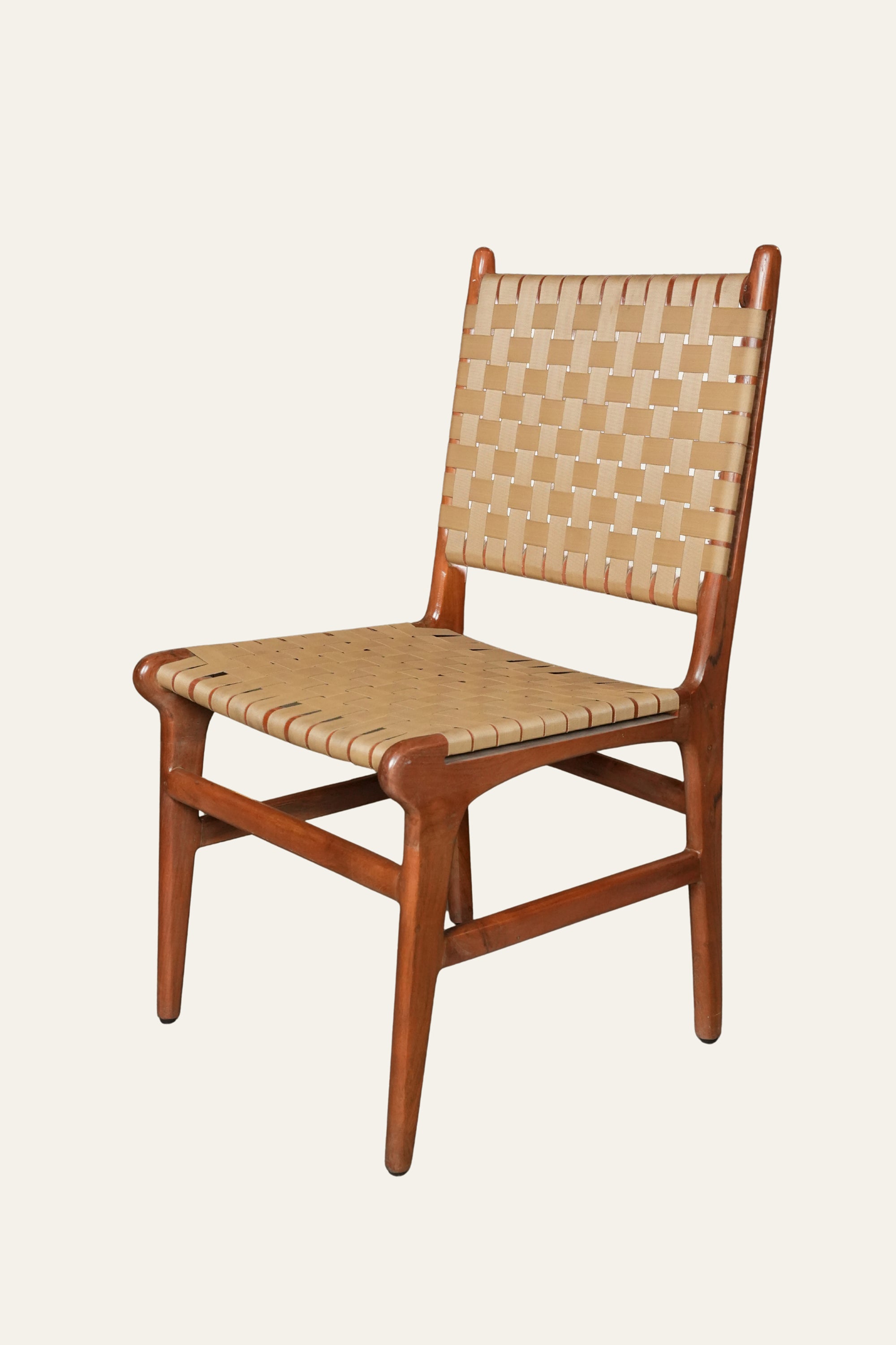 Woven PU Leatherette Dining Chair in Mid-Century Modern Style