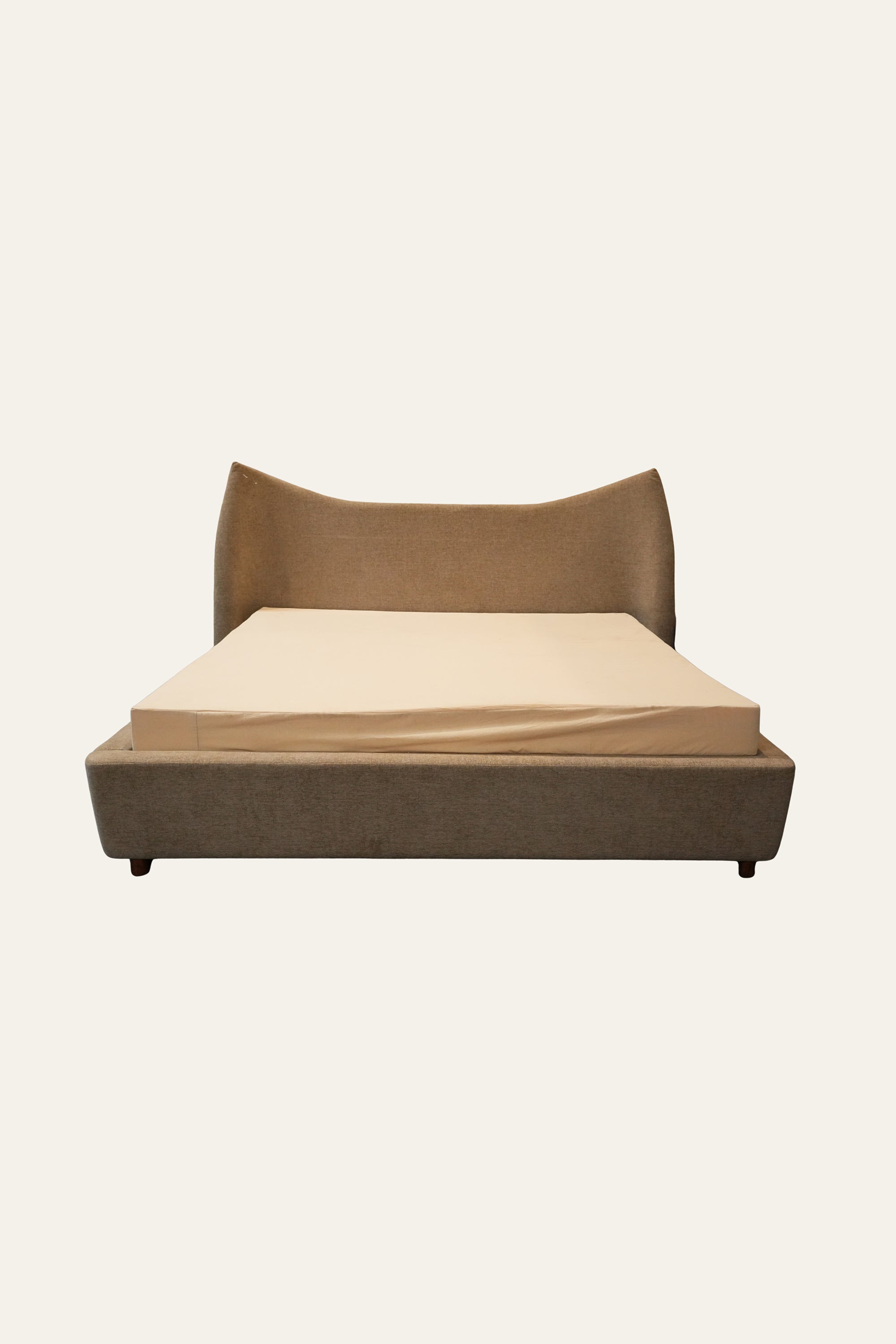 Brown Wingback Upholstered Bed for Kid's Room