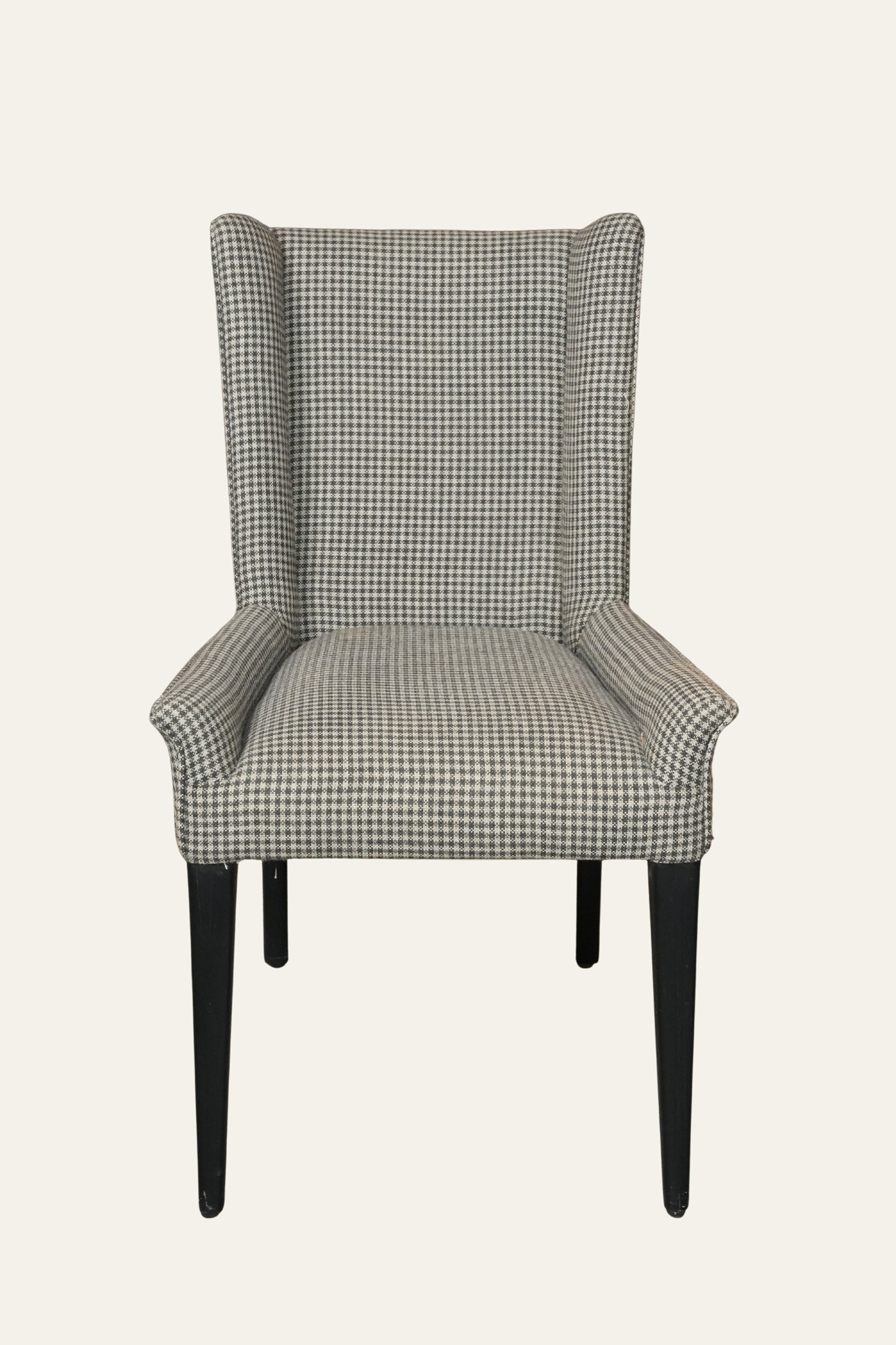 Checkered Wingback Upholstered Dining Chair