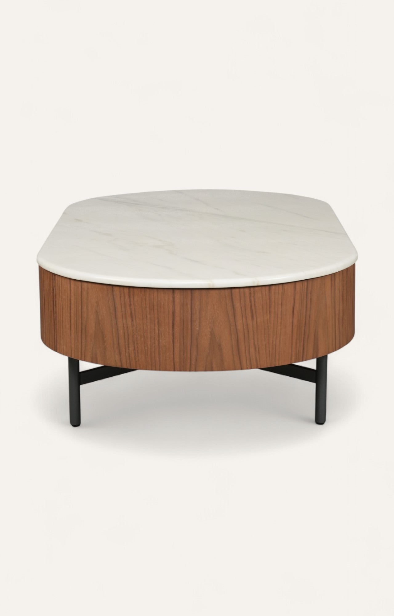 Wooden ottoman with white cushion