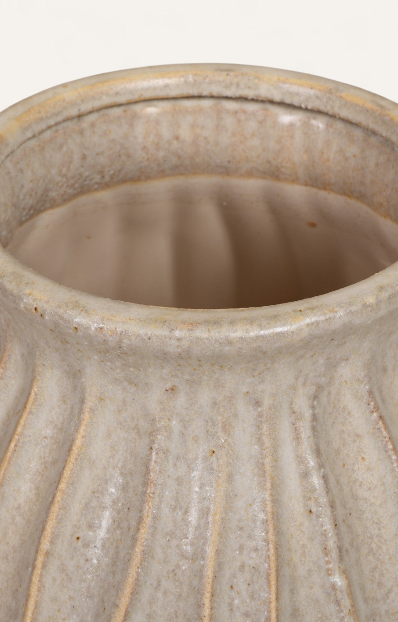 Ribbed Sandstone Lidded Jar