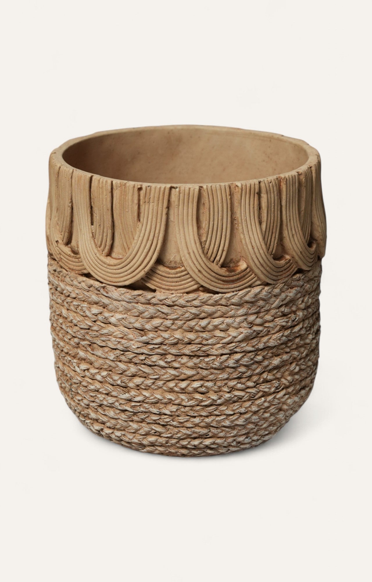 Woven basket with decorative top