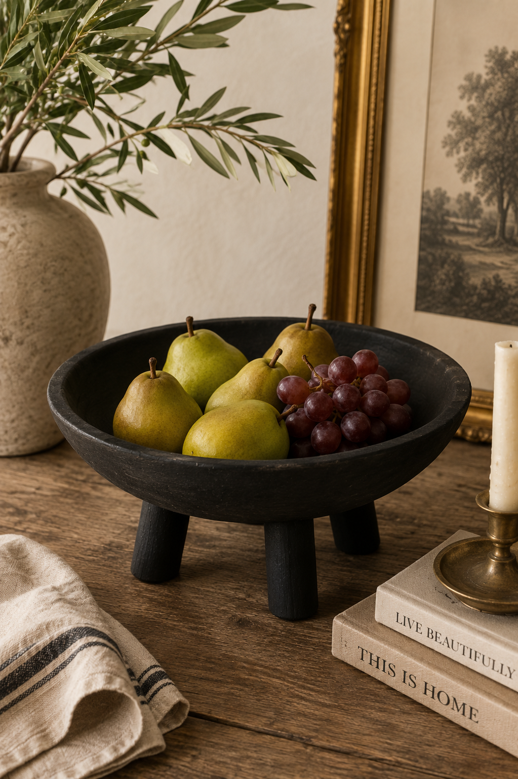 Black Pedestal Bowl