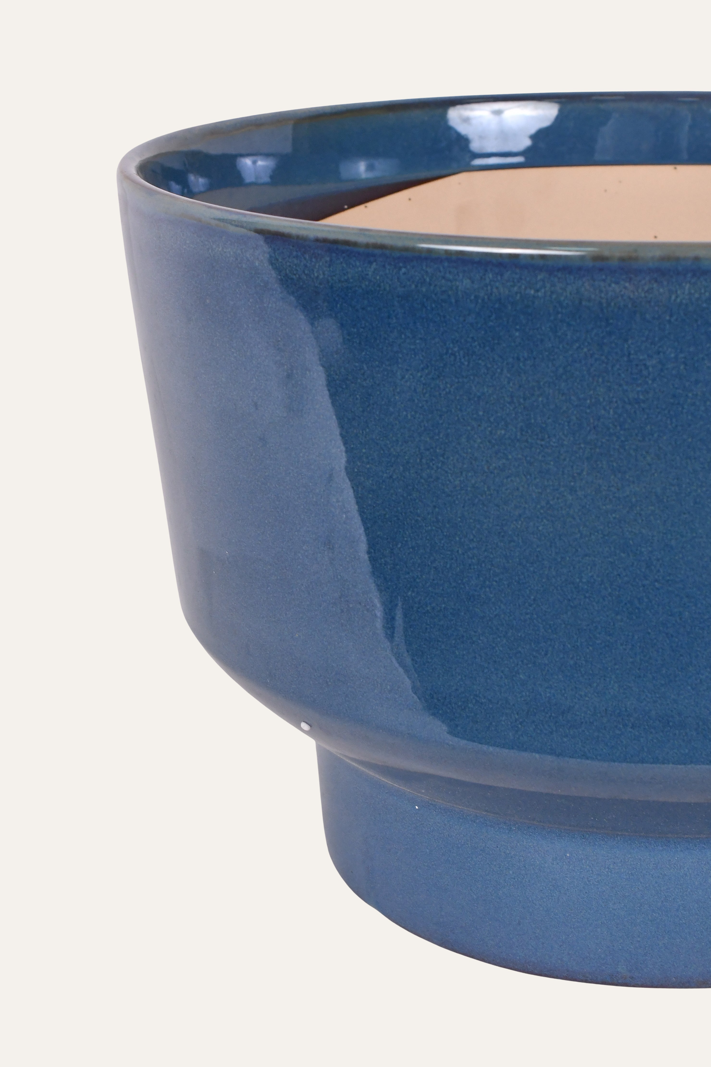 Glossy Blue Pedestal Ceramic Planter