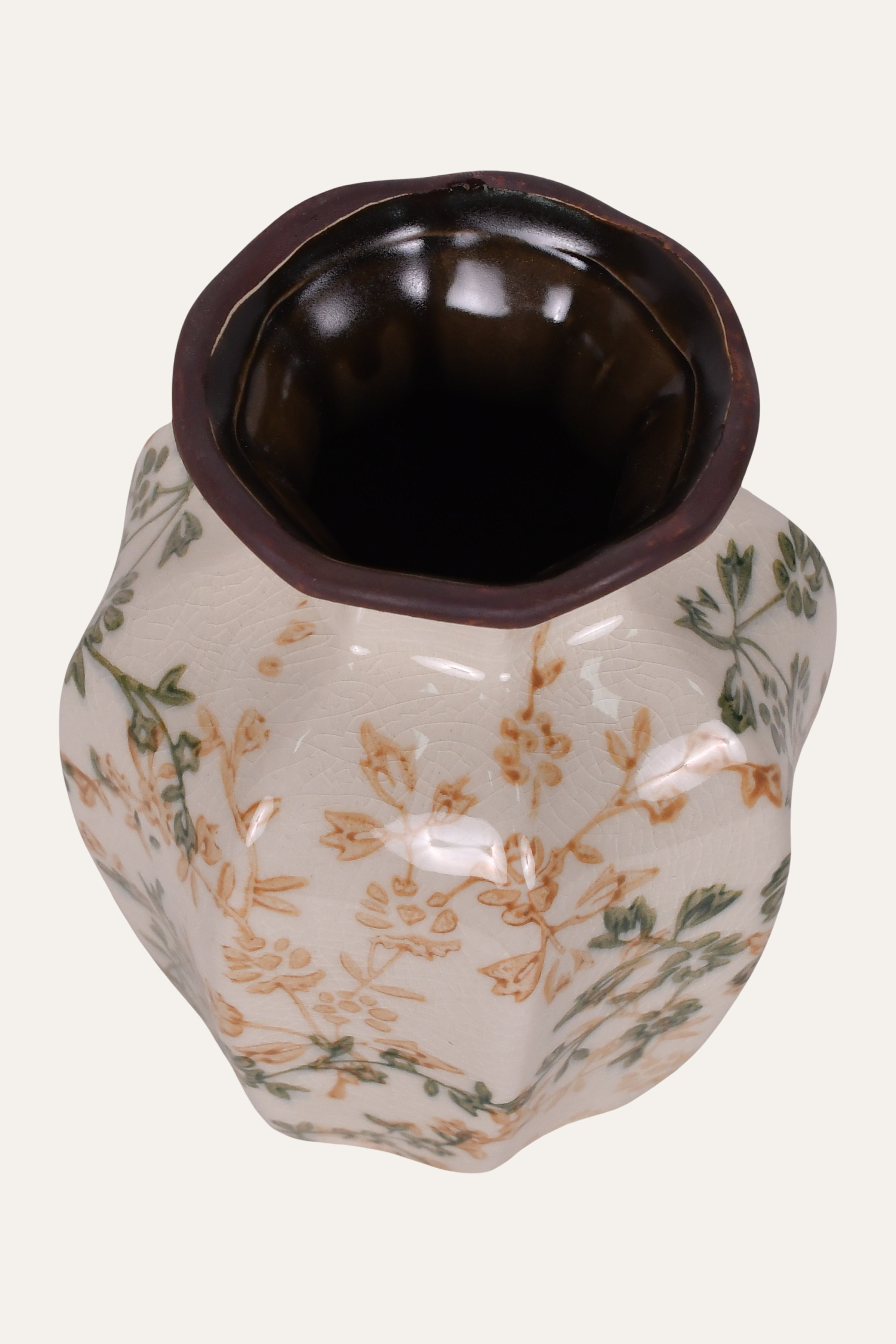 Floral Enamel Ceramic Pot