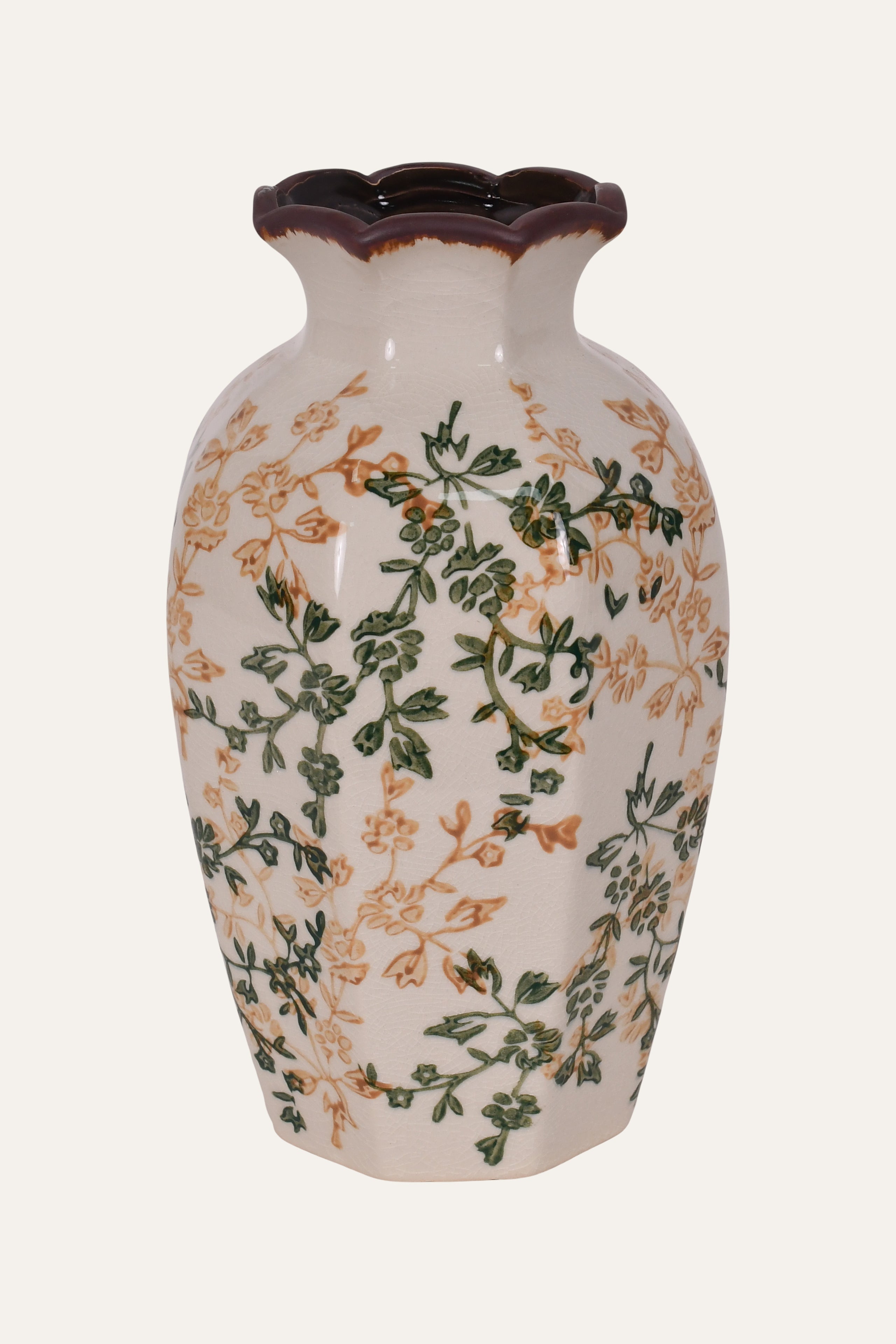 Ceramic vase with floral patterns