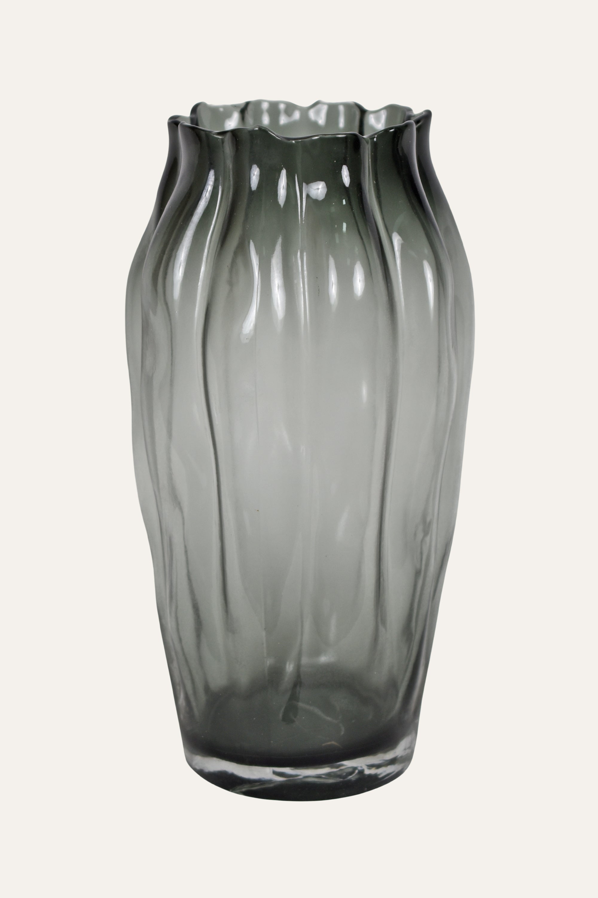 Smoky gray glass vase
