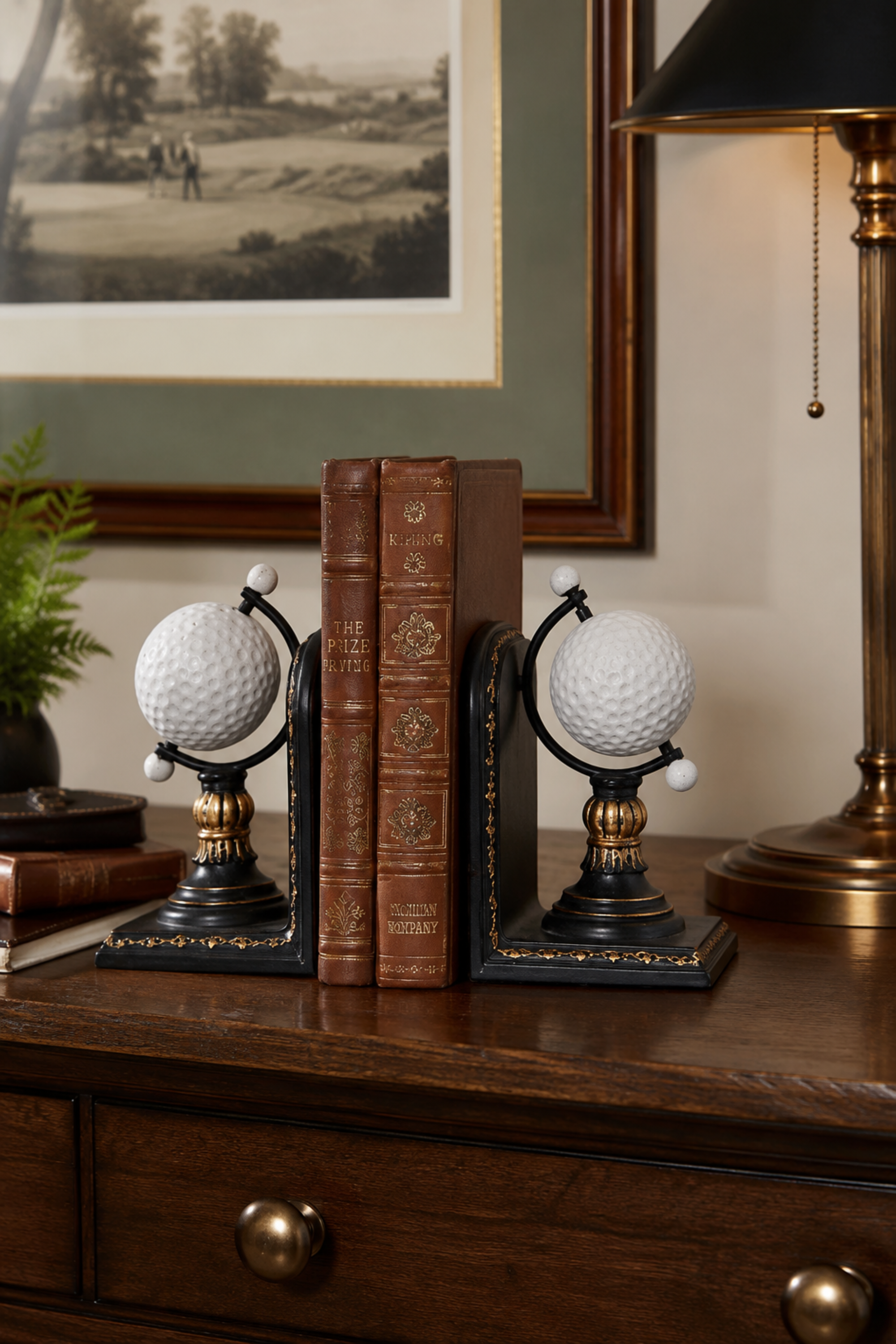 Vintage White Resin Golf Ball Bookends