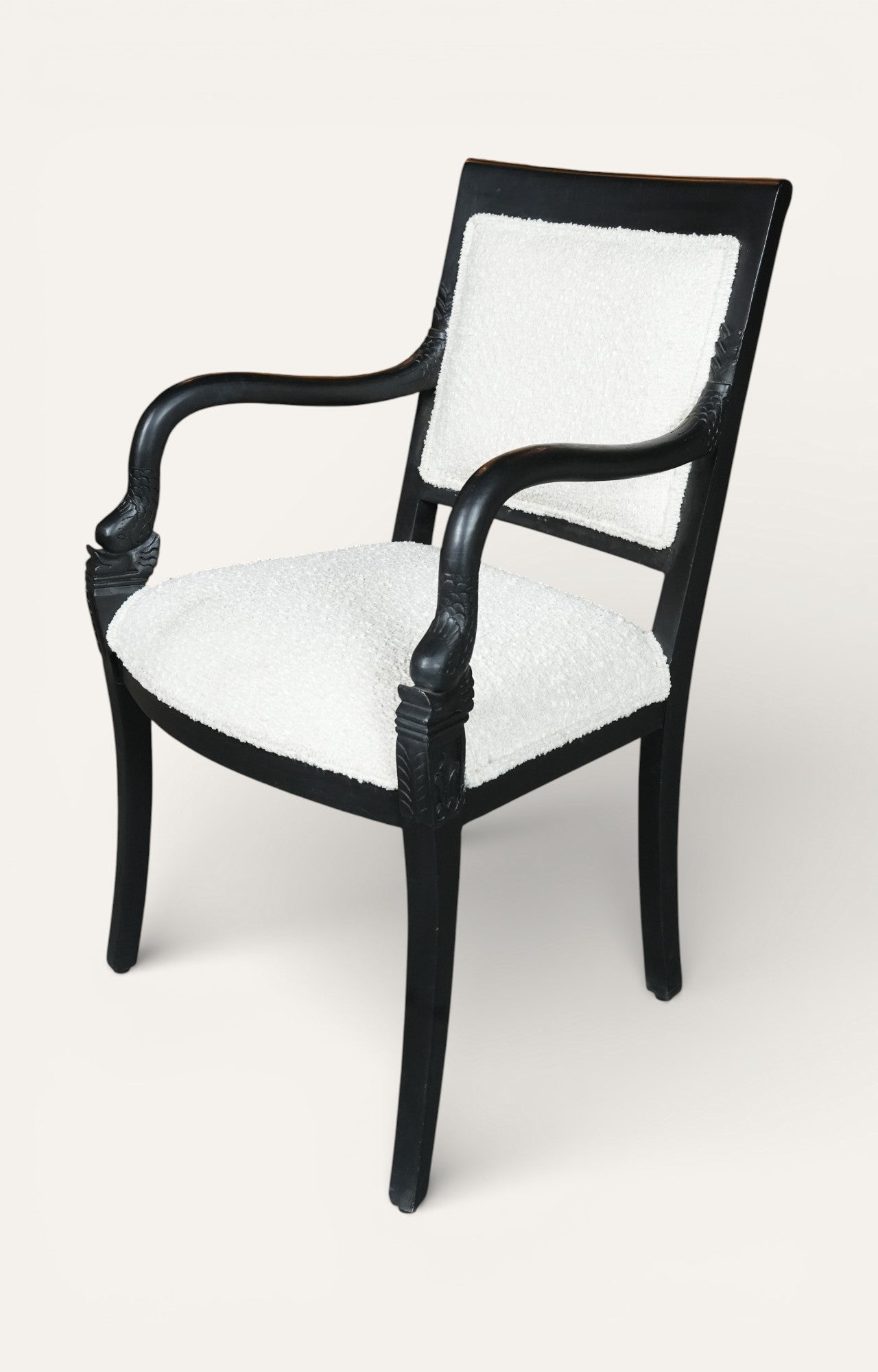 Vintage Black Wood Armchair