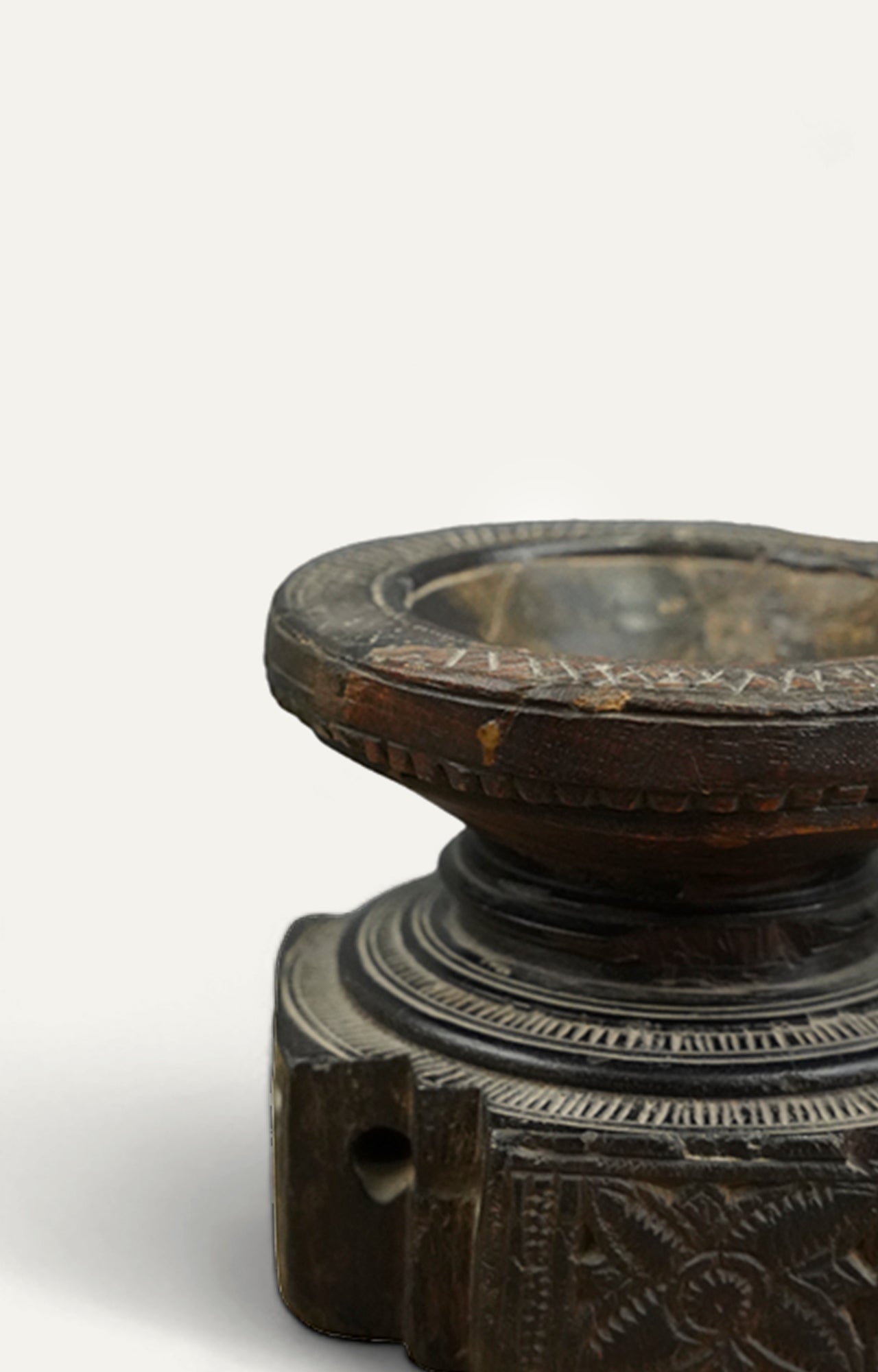 Vintage Dark wood carved candle stand_3