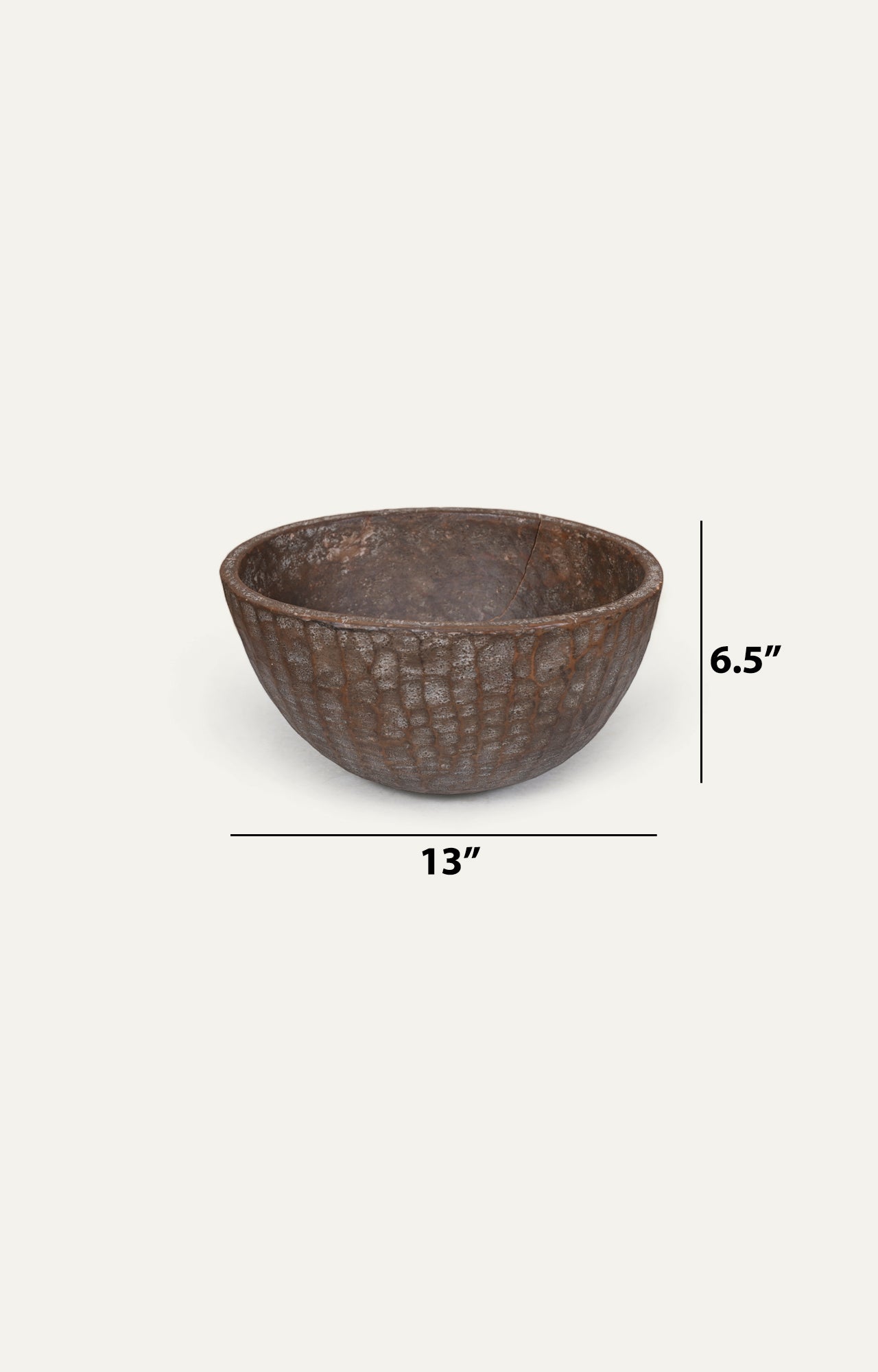Vintage Hand-Carved Wooden Bowl_size