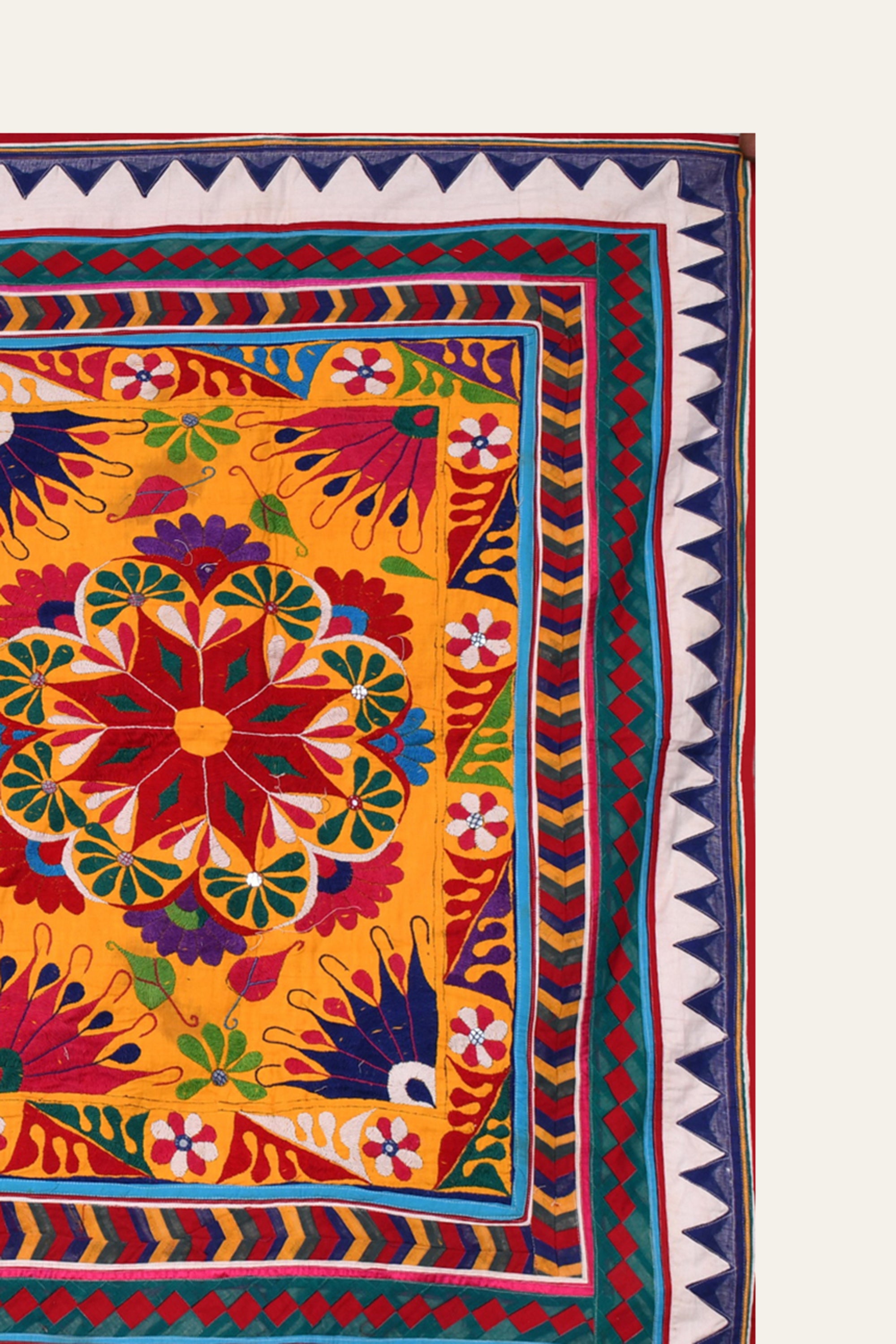 Vintage Kutch Mirror Work Tapestry