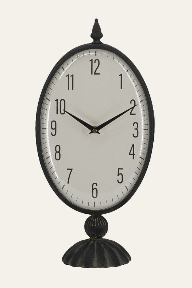 Vintage Oval Metal Pedestal Clock