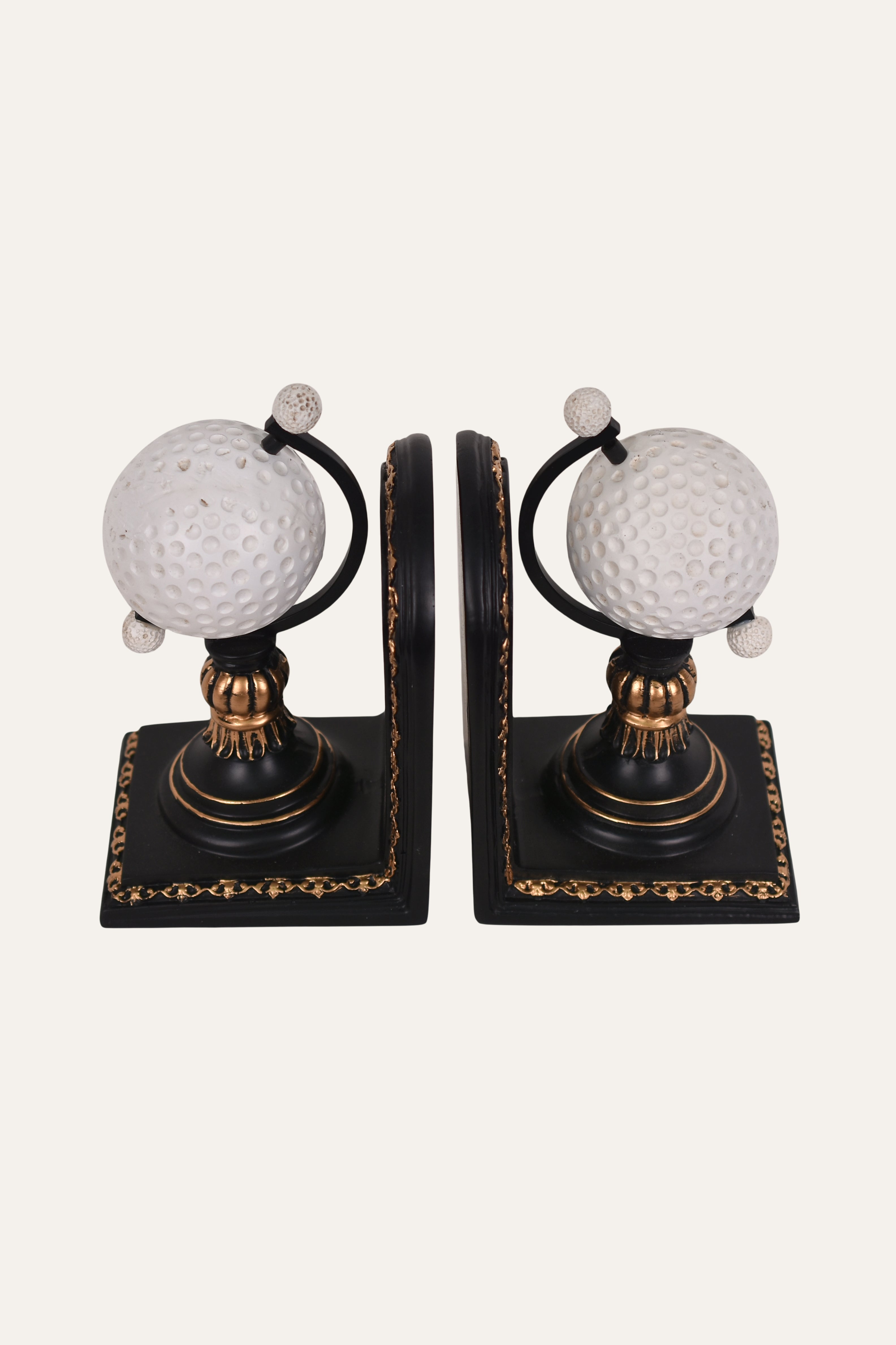 Vintage White Resin Golf Ball Bookends Set