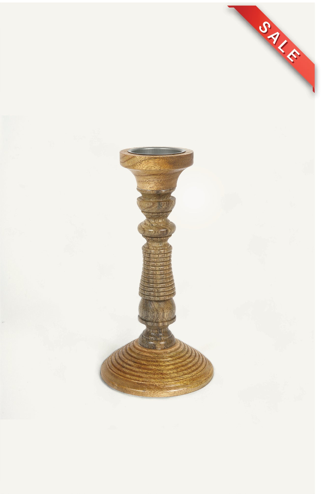 Vintage Turned Wood Candle Holder