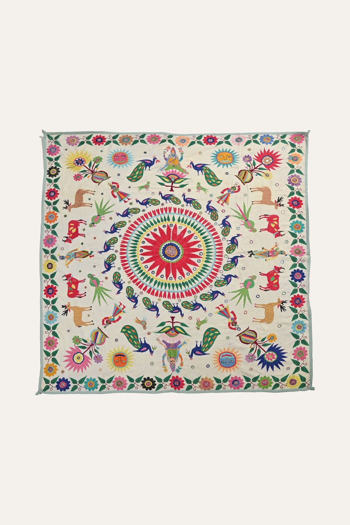 Vintage peacock Kutch tapestry