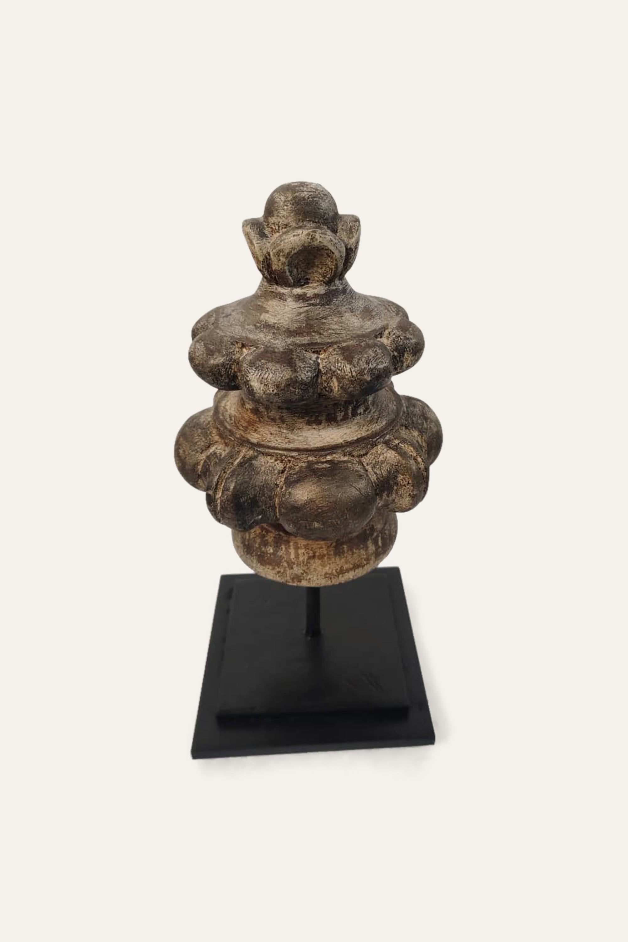 Vintage Carved Temple Finial Sculpture for Console Decor