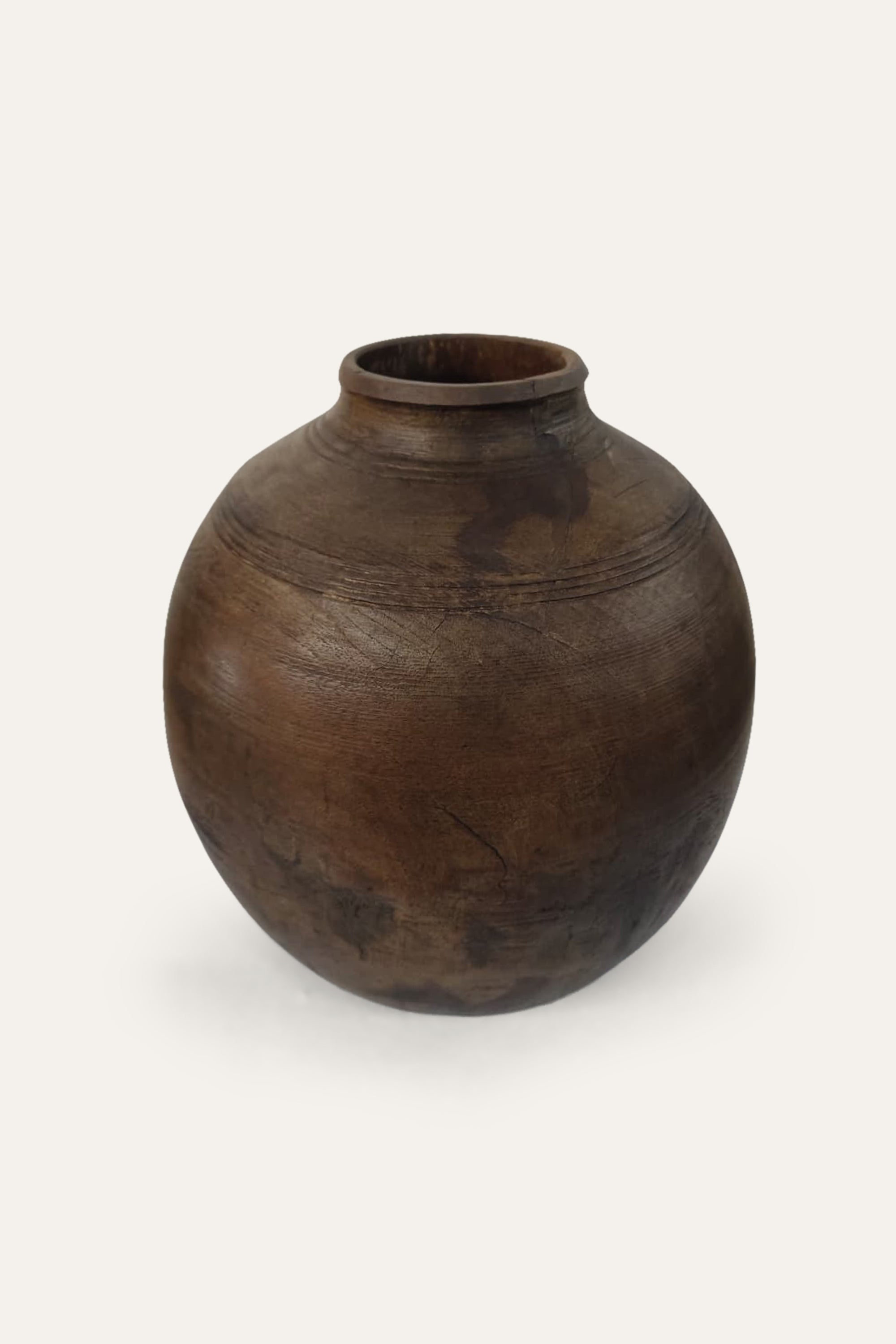 Vintage Style Indian Earthen Pot for Console and Floor Decor