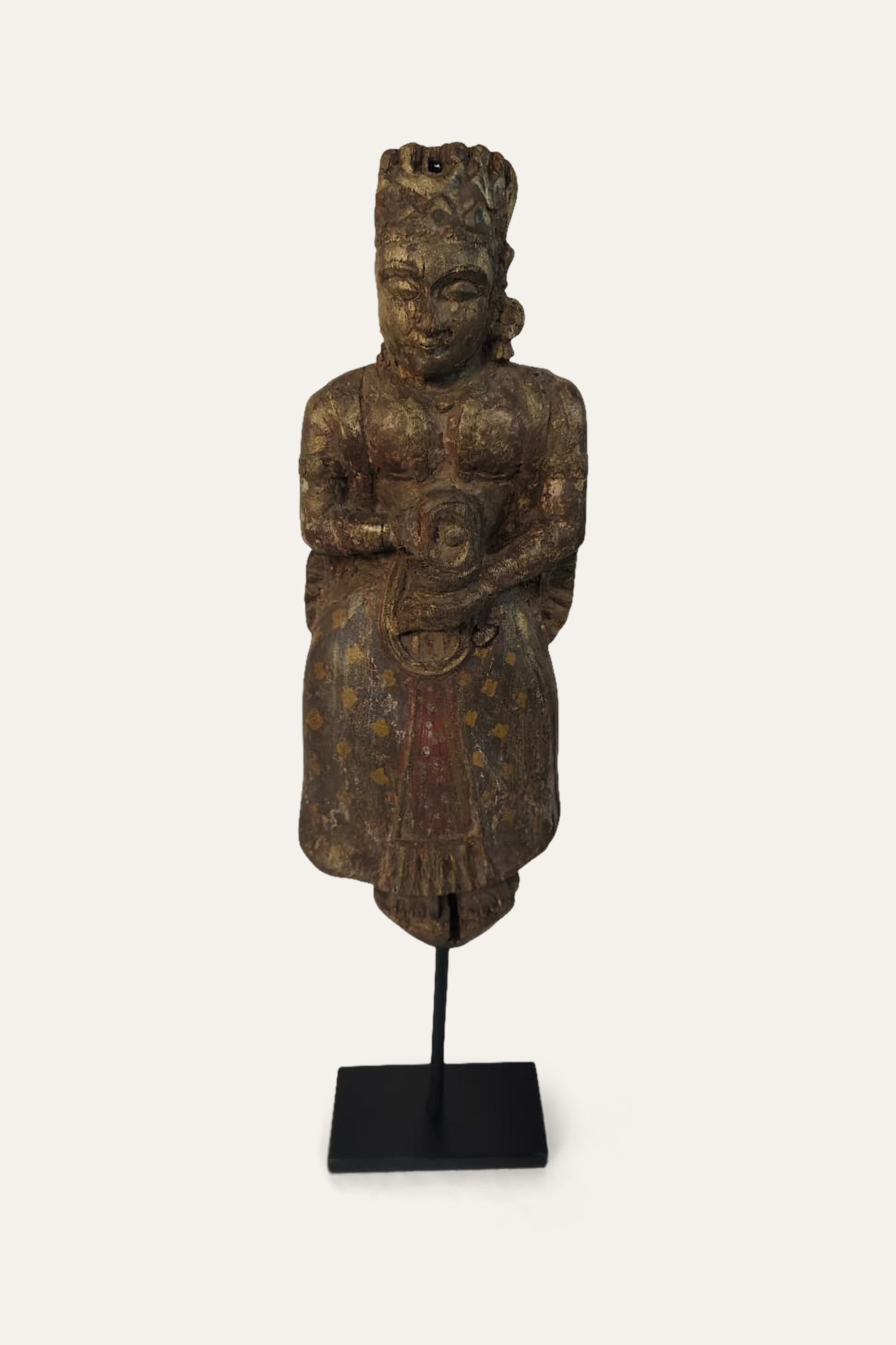 Antique Polychrome Celestial Musician Figurine