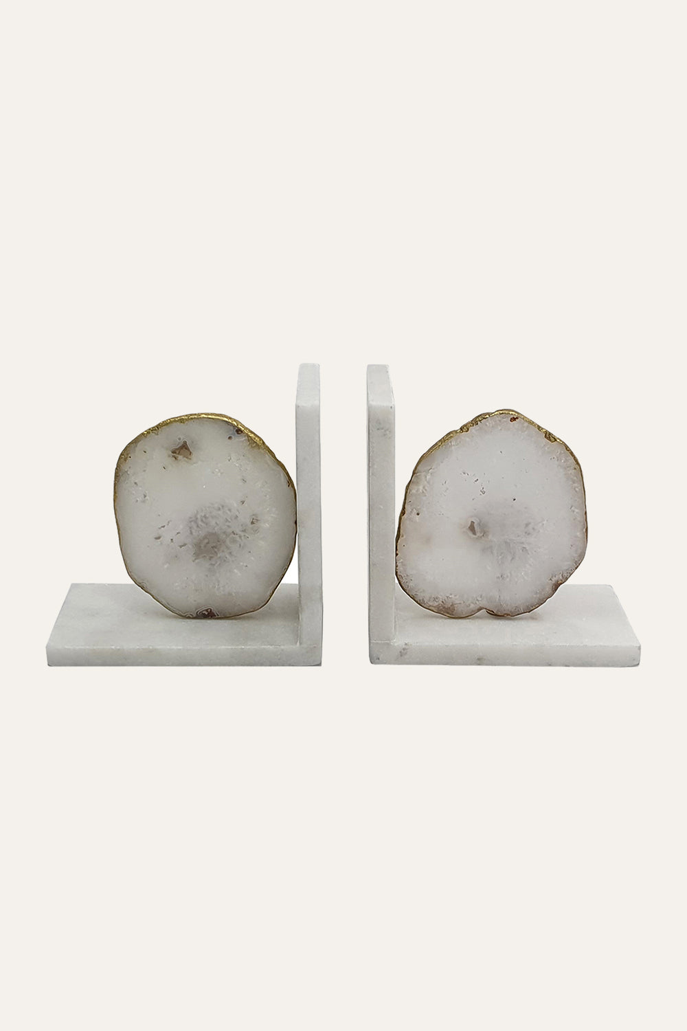 White Agate Stone Bookends