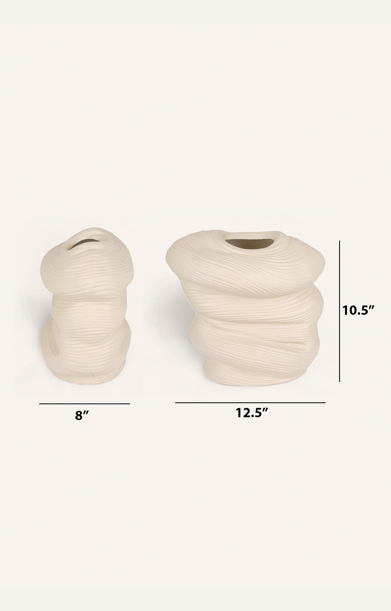 White Ceramic Bud Vase with Delicate Scallop Detail_size