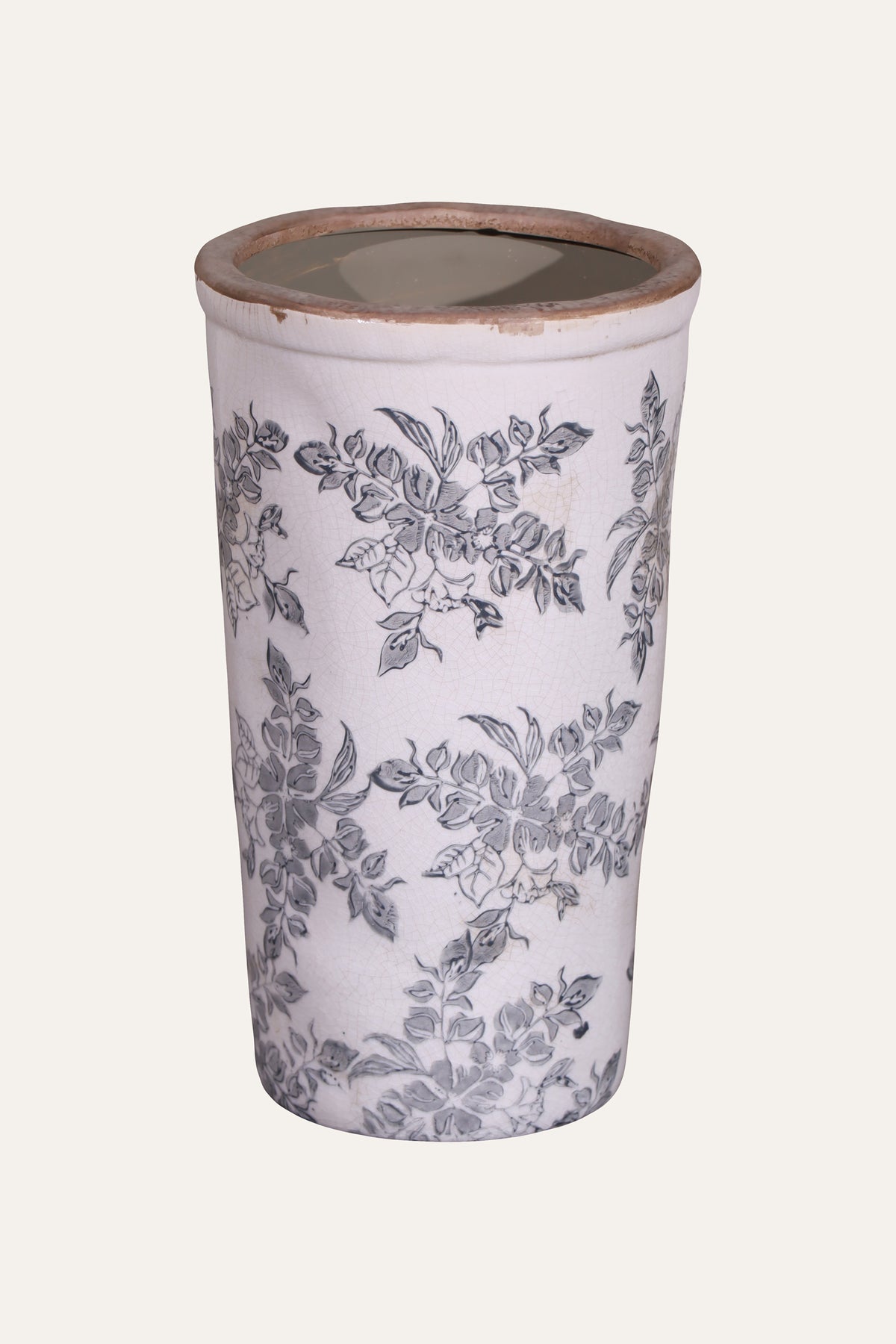 White Floral Cylinder Vase