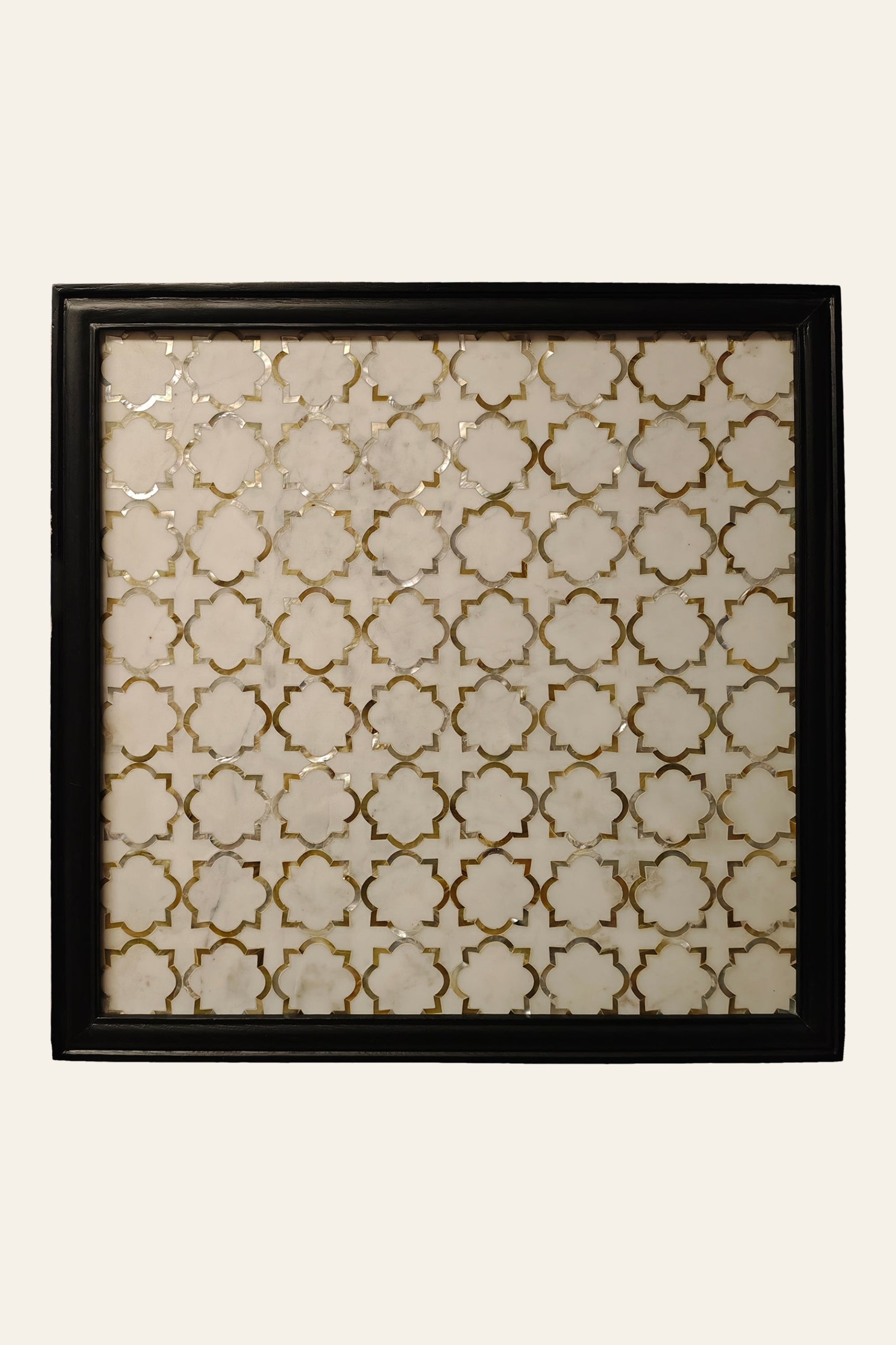 White Marble Brass Inlay Wall Art