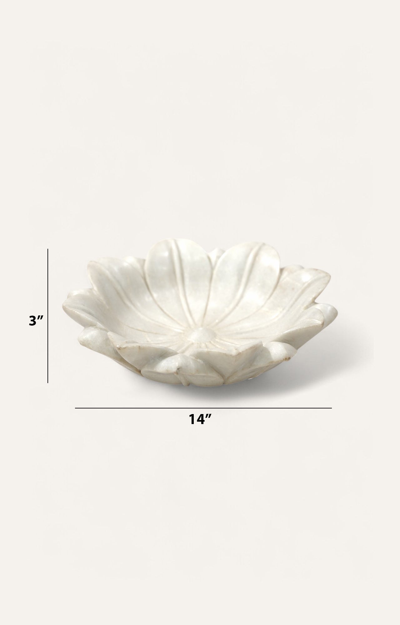 White Marble Lotus Bowl size