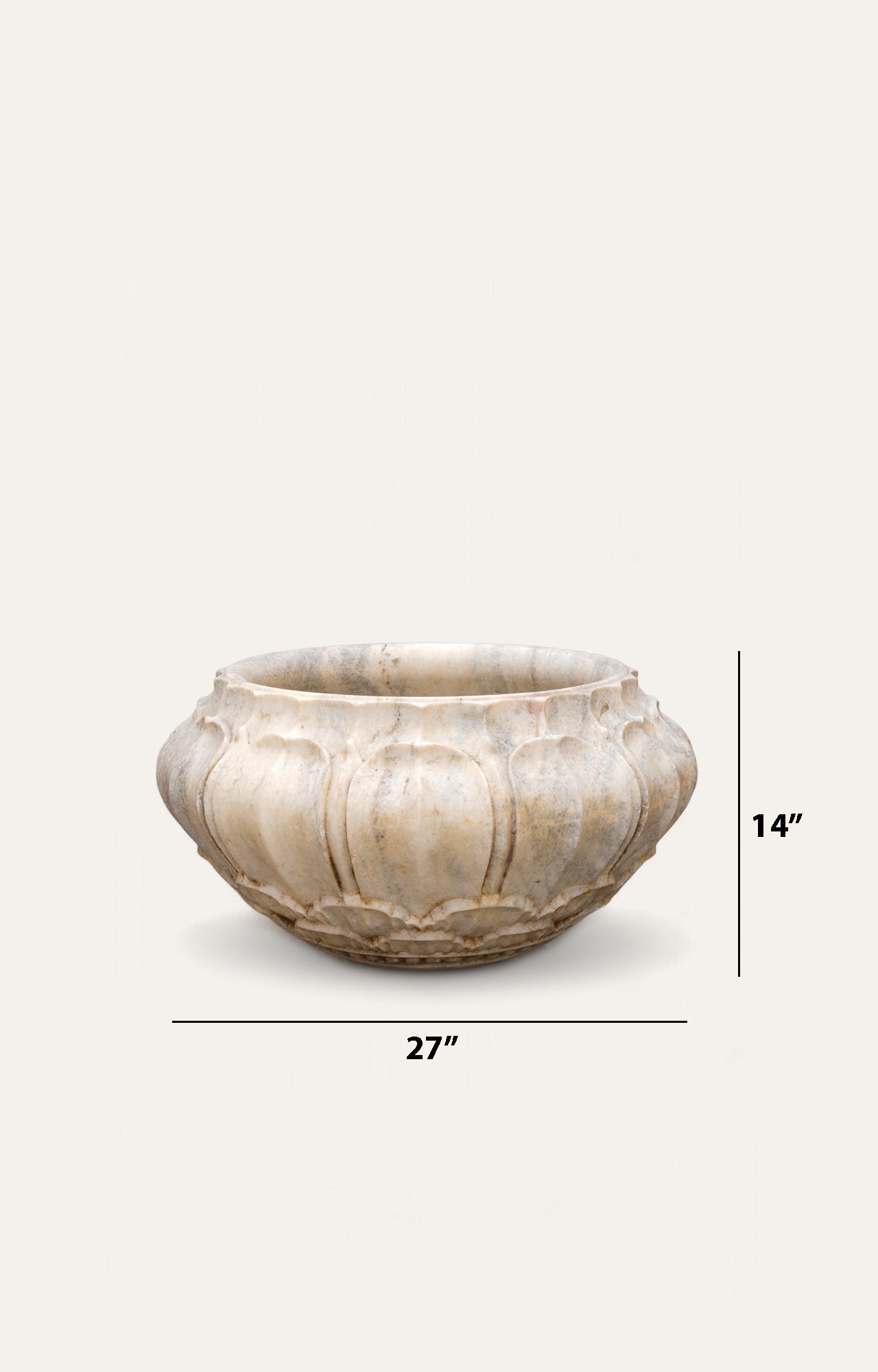 White Marble Lotus Leaf Planter_size