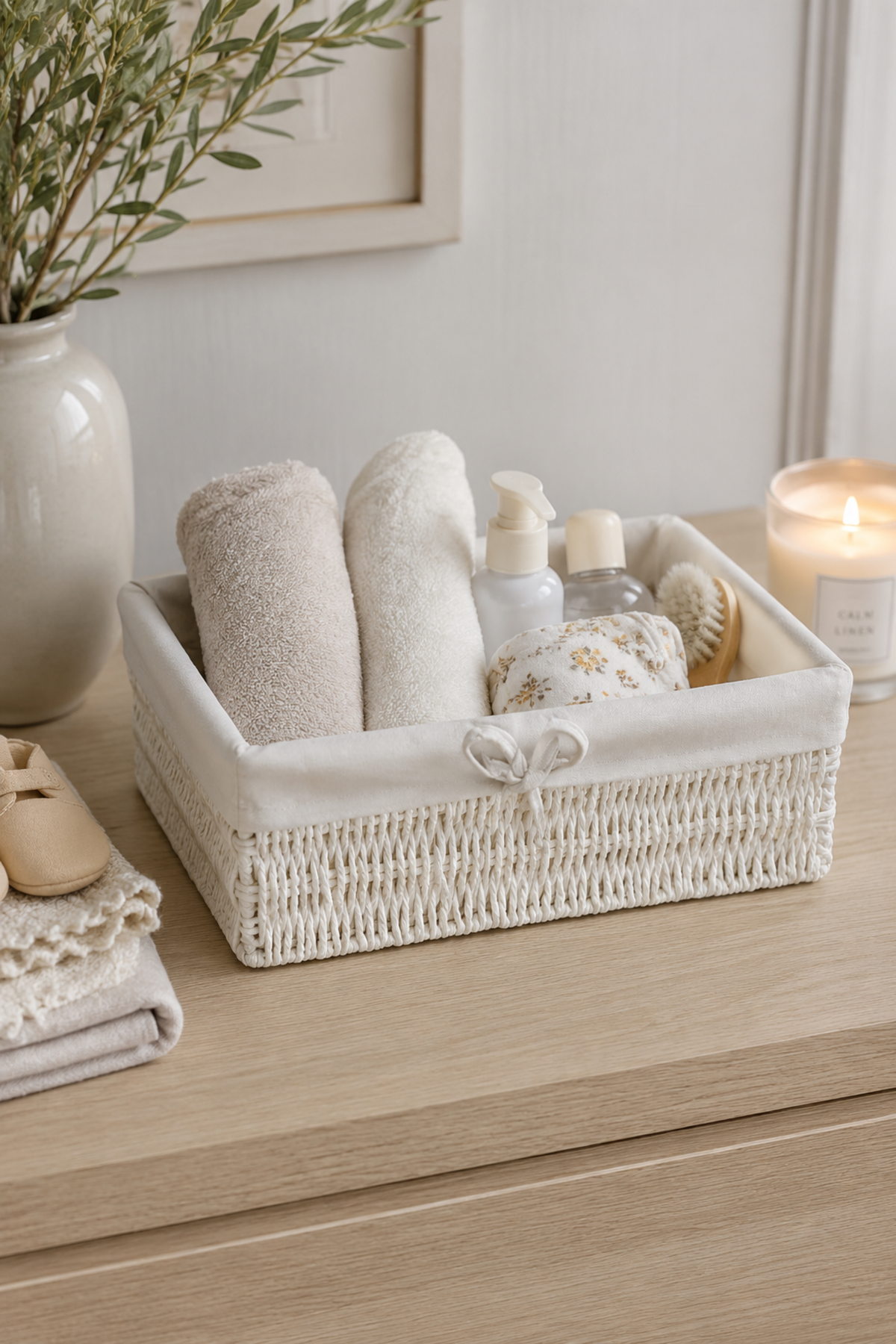 White Woven Trinket Basket